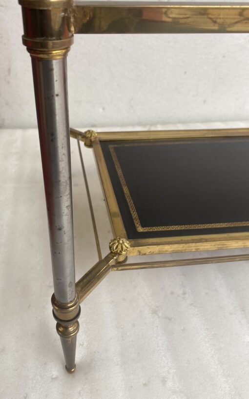 1950/70′ Table Basse Maison Jansen Plateau cuir Motif Grec 93 X 48 X H 49 cm – Image 7