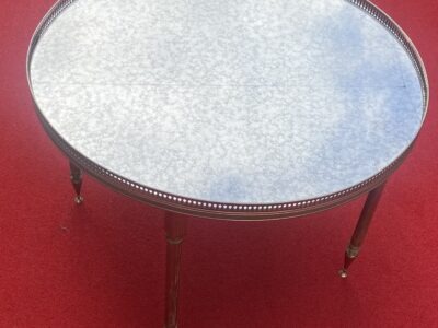 1970′ Table Basse Bronze Avec Galerie Maison Jansen Ø 65 H 46 cm