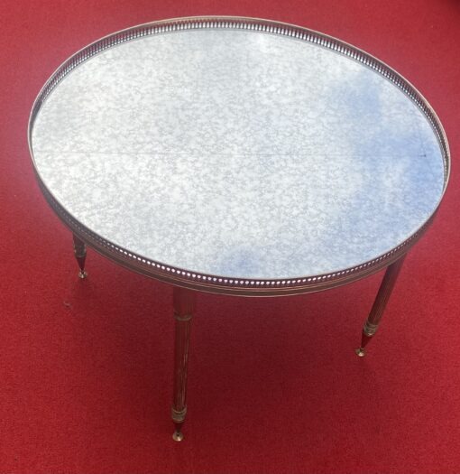 1970′ Table Basse Bronze Avec Galerie Maison Jansen Ø 65 H 46 cm