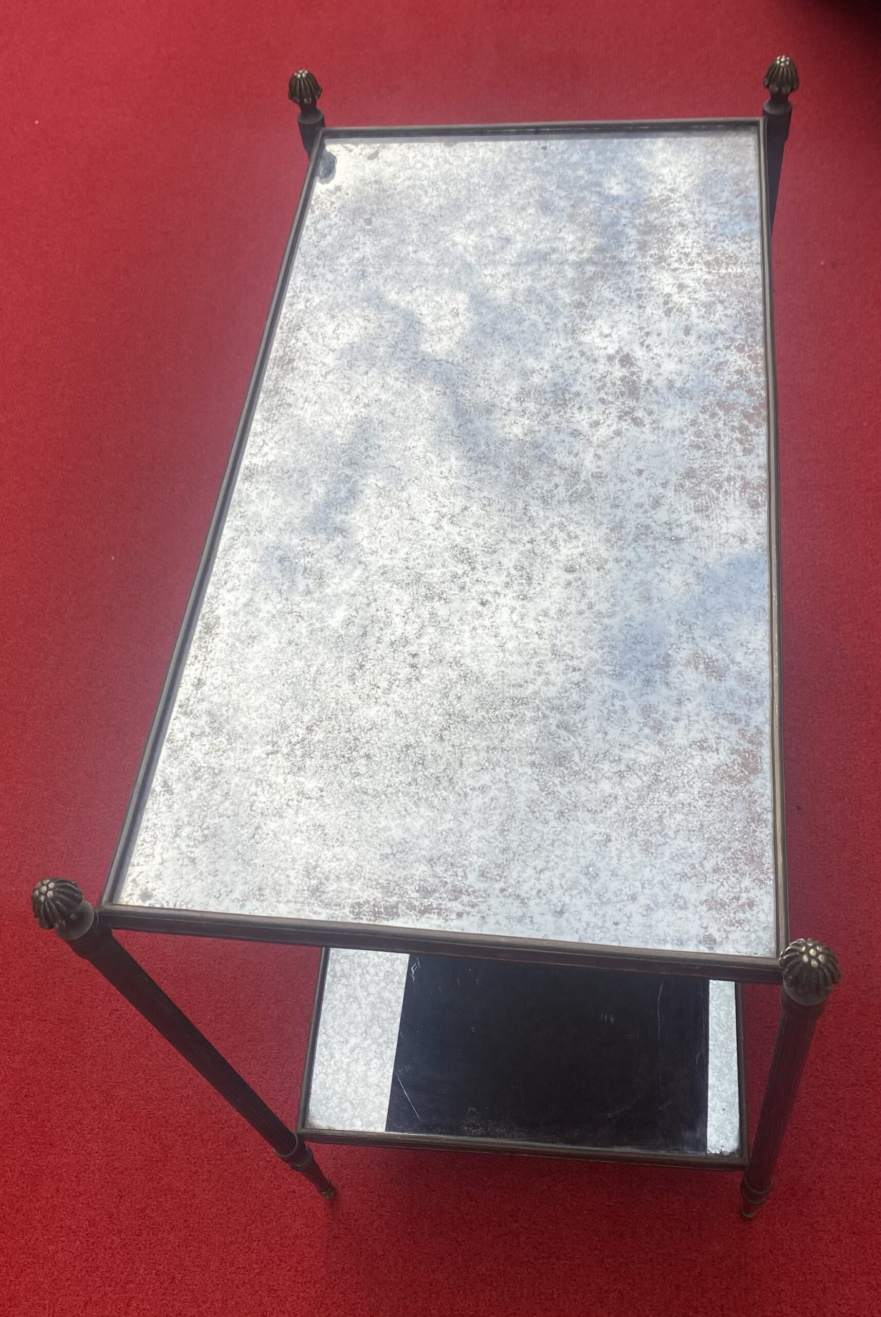1970′Bouts De Canapé En Bronze à 2 Niveaux Maison Bagués Plateaux Verre  36 X 64 X H 62 cm – Image 11