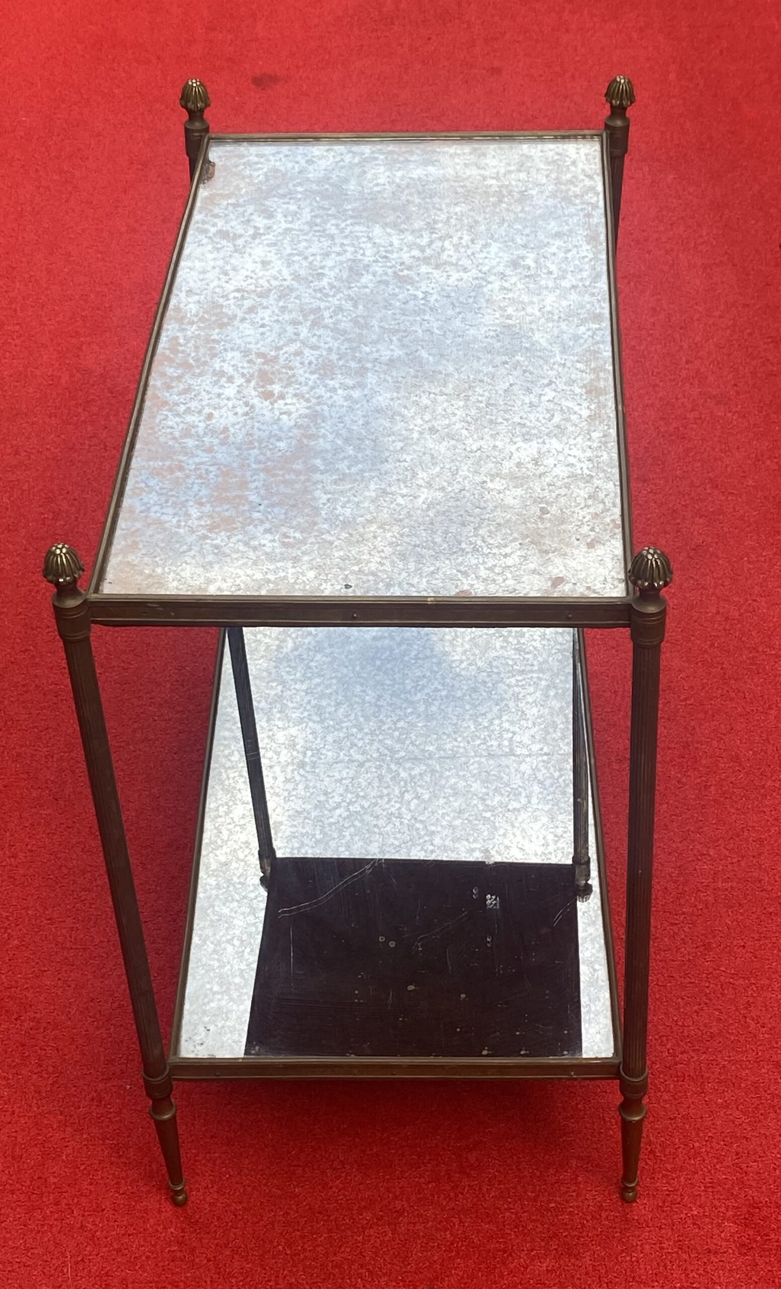 1970′Bouts De Canapé En Bronze à 2 Niveaux Maison Bagués Plateaux Verre  36 X 64 X H 62 cm