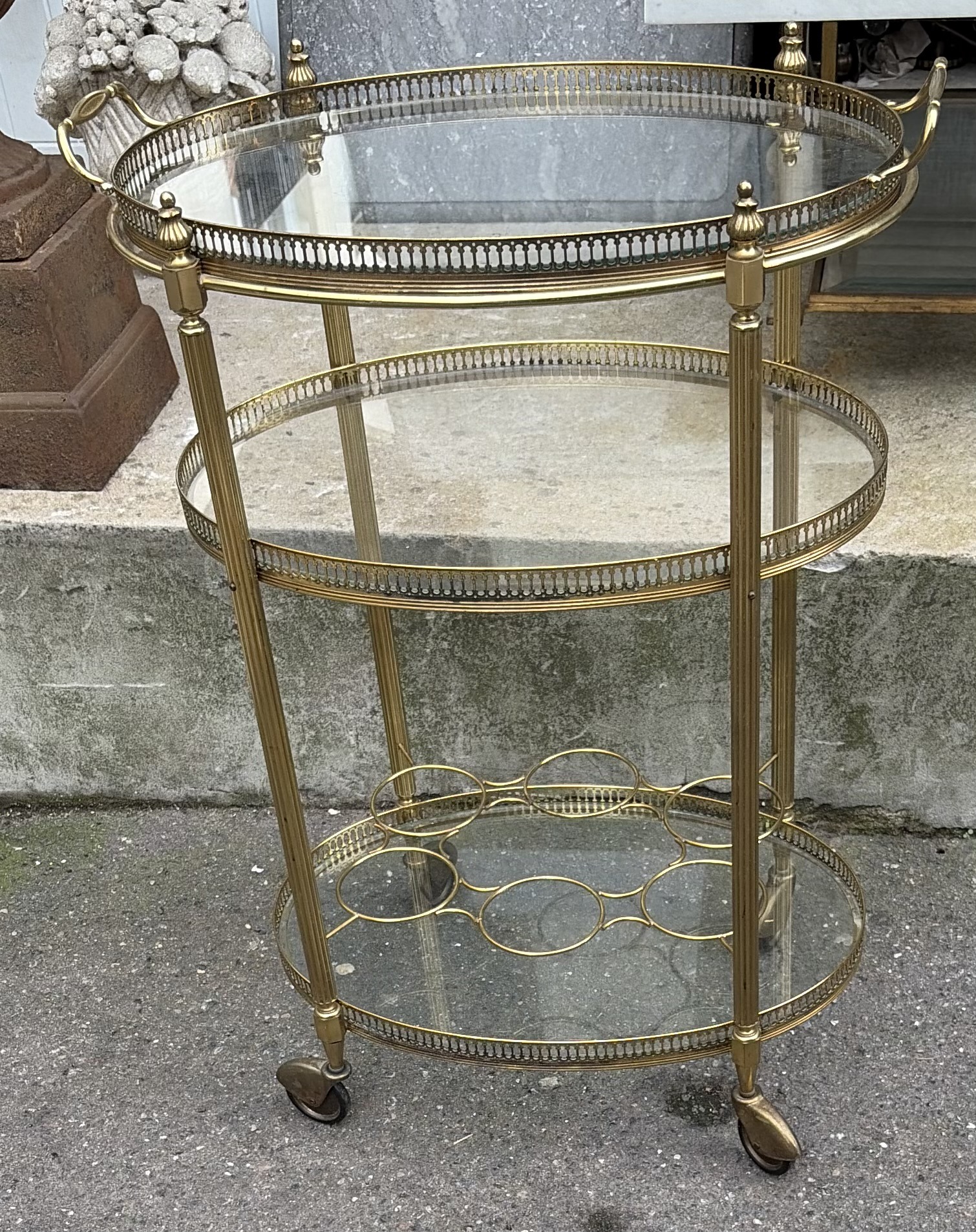 1970′ Oval Bronze Serving Tray with 3 Trays Maison Baguès - Image 13