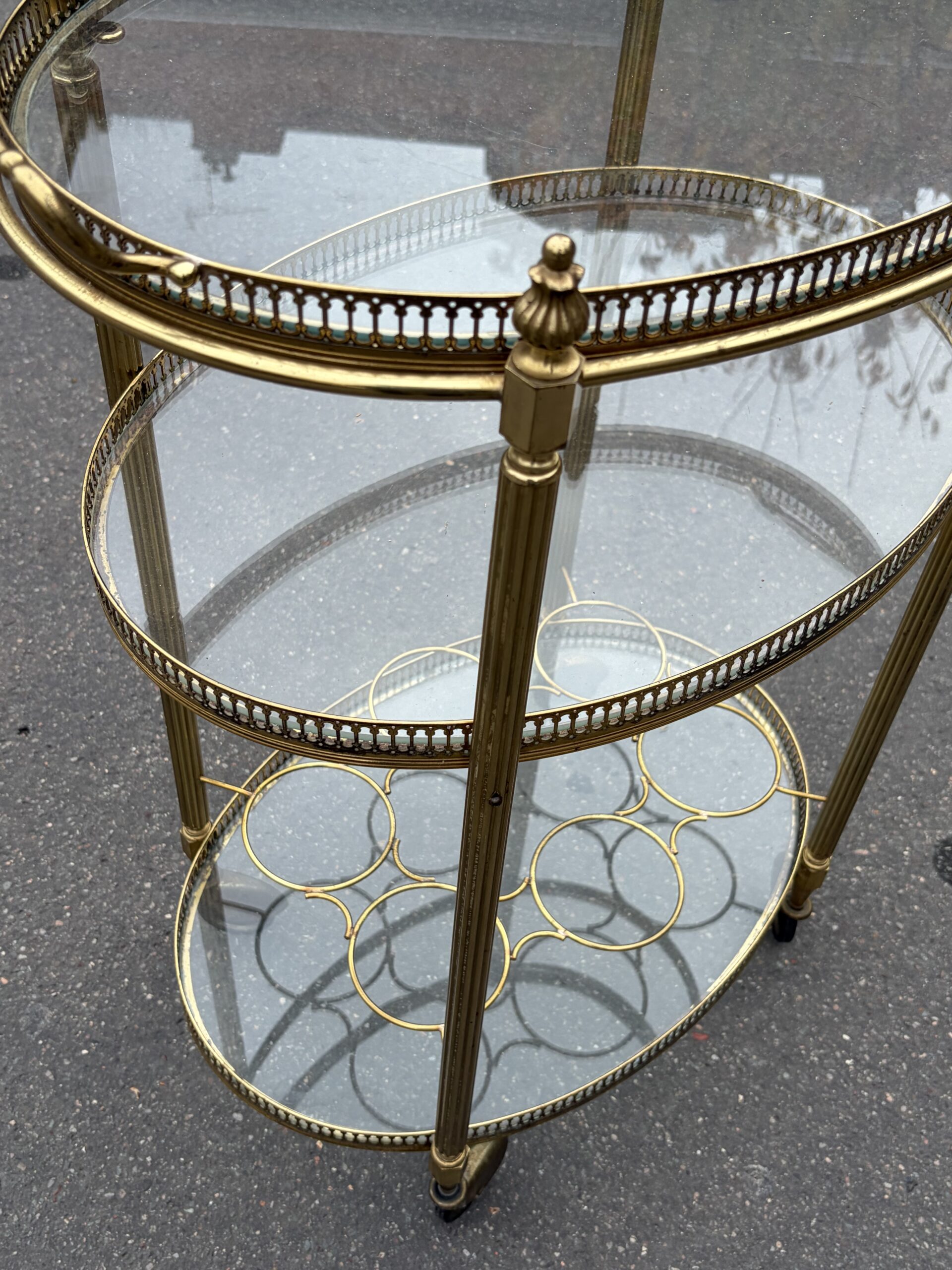 1970′ Oval Bronze Serving Tray with 3 Trays Maison Baguès - Image 7