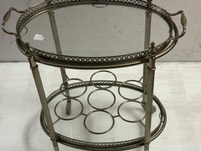 1970s Silvered Bronze Rolling Bar Maison Bagues Removable Tray