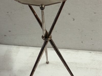1950s Travel Tripod Side Table, Silvered Bronze, Maison Jansen or Bagués, ø 26 cm, H 55 cm