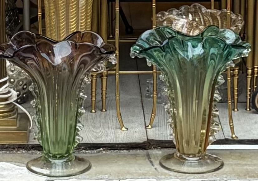 1970′ Paire de Vases Ou Similaires Cristal Murano Non Signé H 33 cm