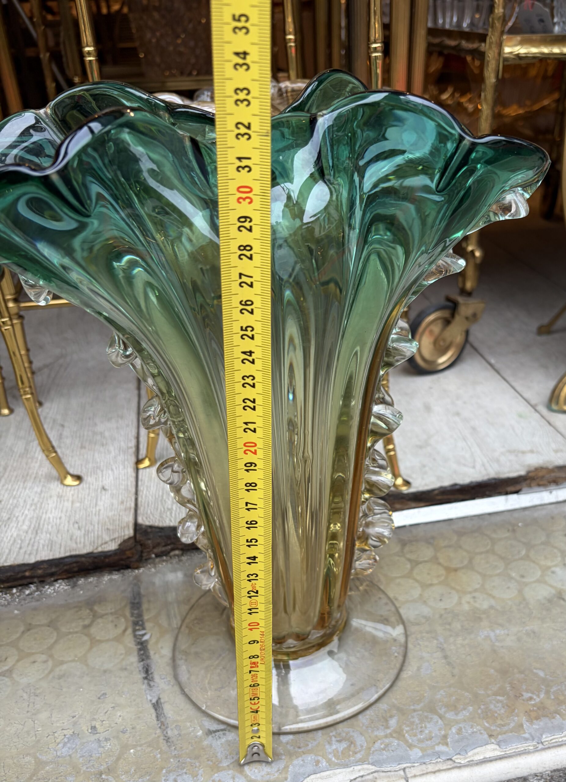 1970′ Paire de Vases Ou Similaires Cristal Murano Non Signé H 33 cm – Image 6