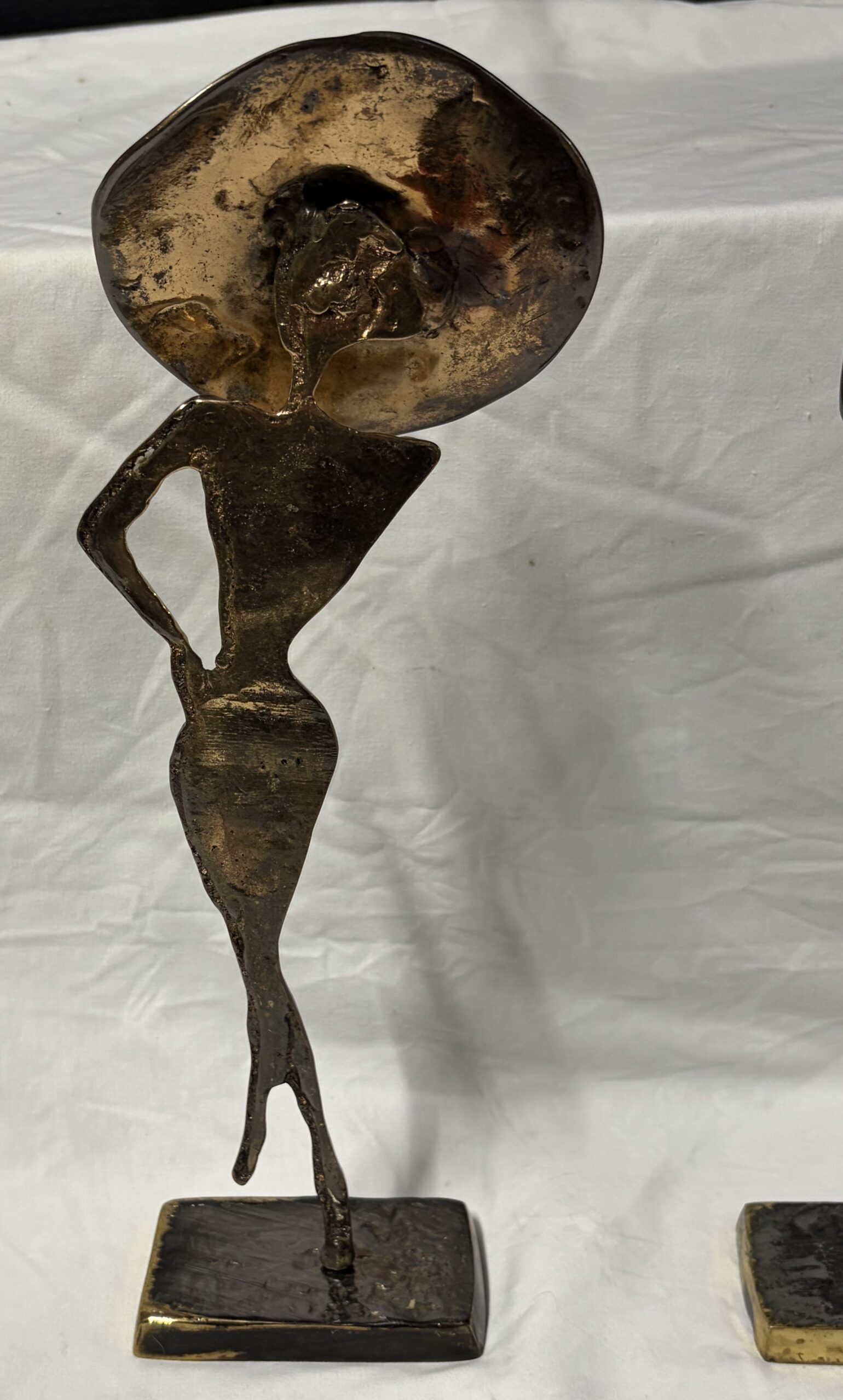 1970/80 ‘The Two Elegant Women with Hats’ Bronze Sculptures, Signed LOHE - Image 15