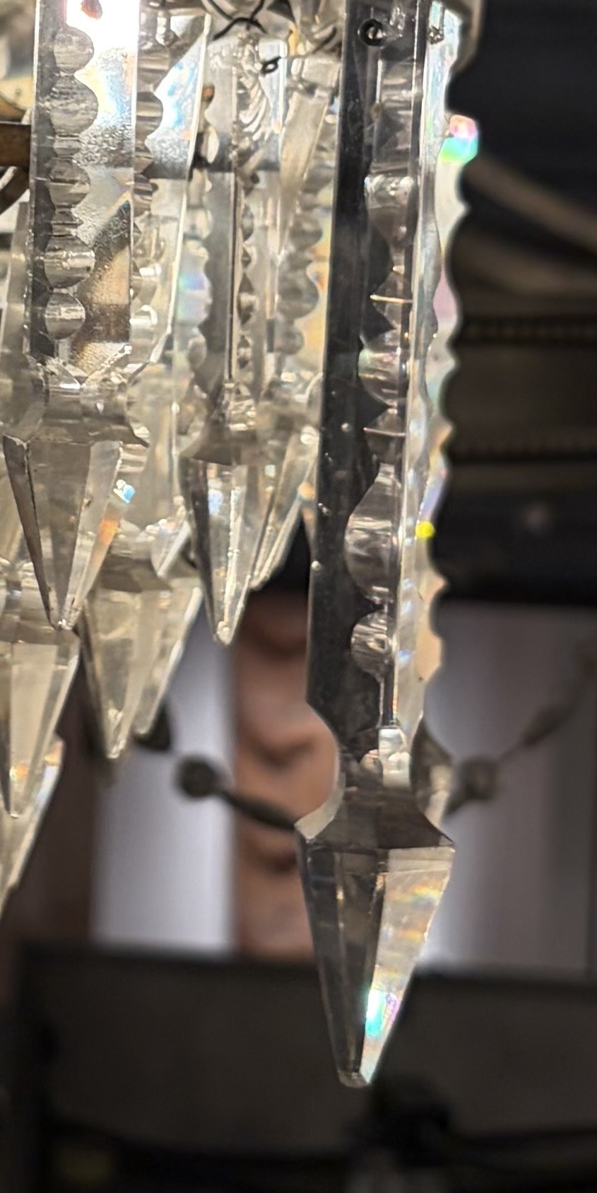 1950s Crystal Cabochon Basket Chandelier with 3 Lights H 90 Ø 50 cm - Image 4