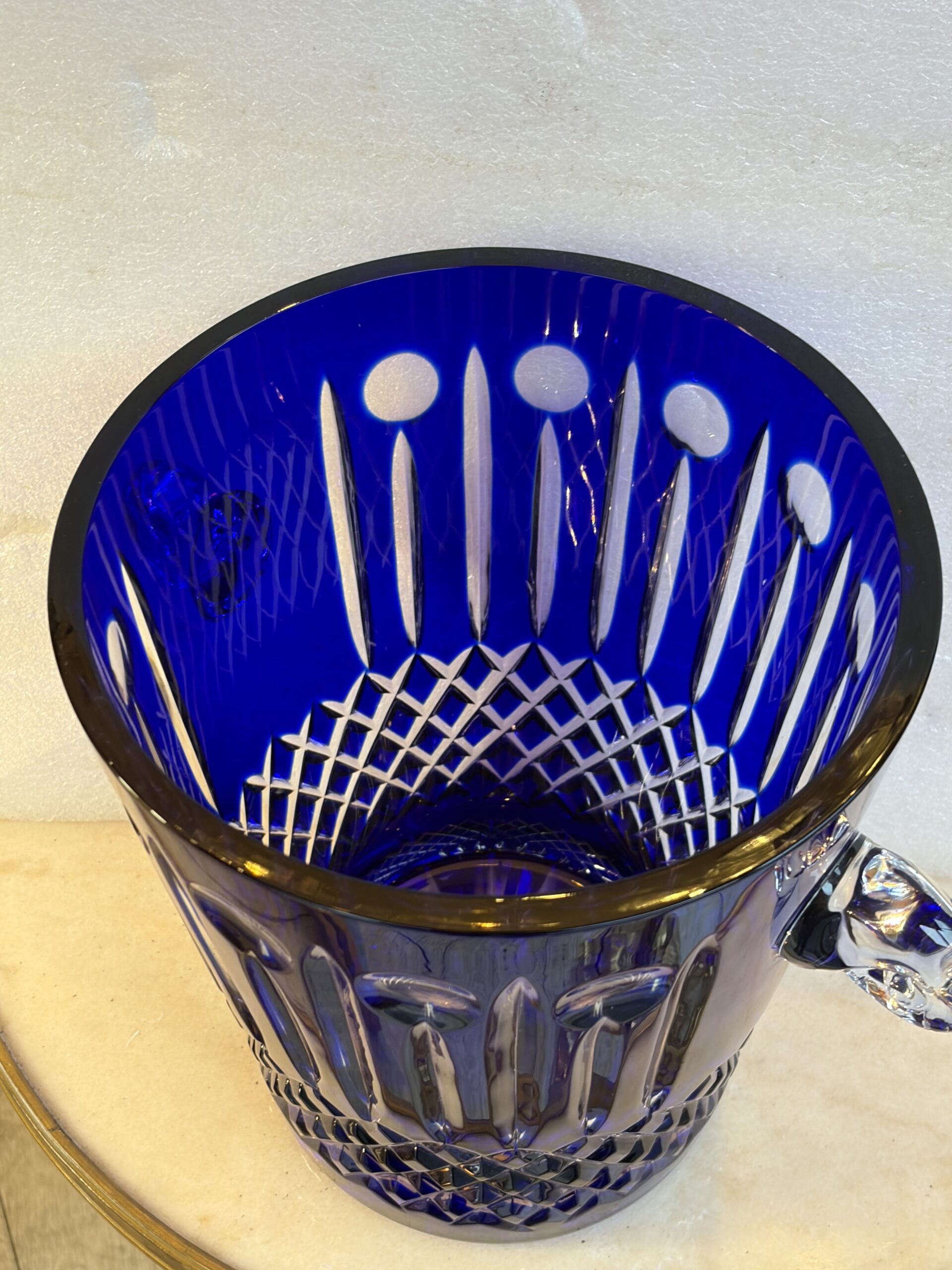 1950-70′ Seau a Champagne Cristal Style St Louis H 25,5 Ø 28,5 cm Signé – Image 10