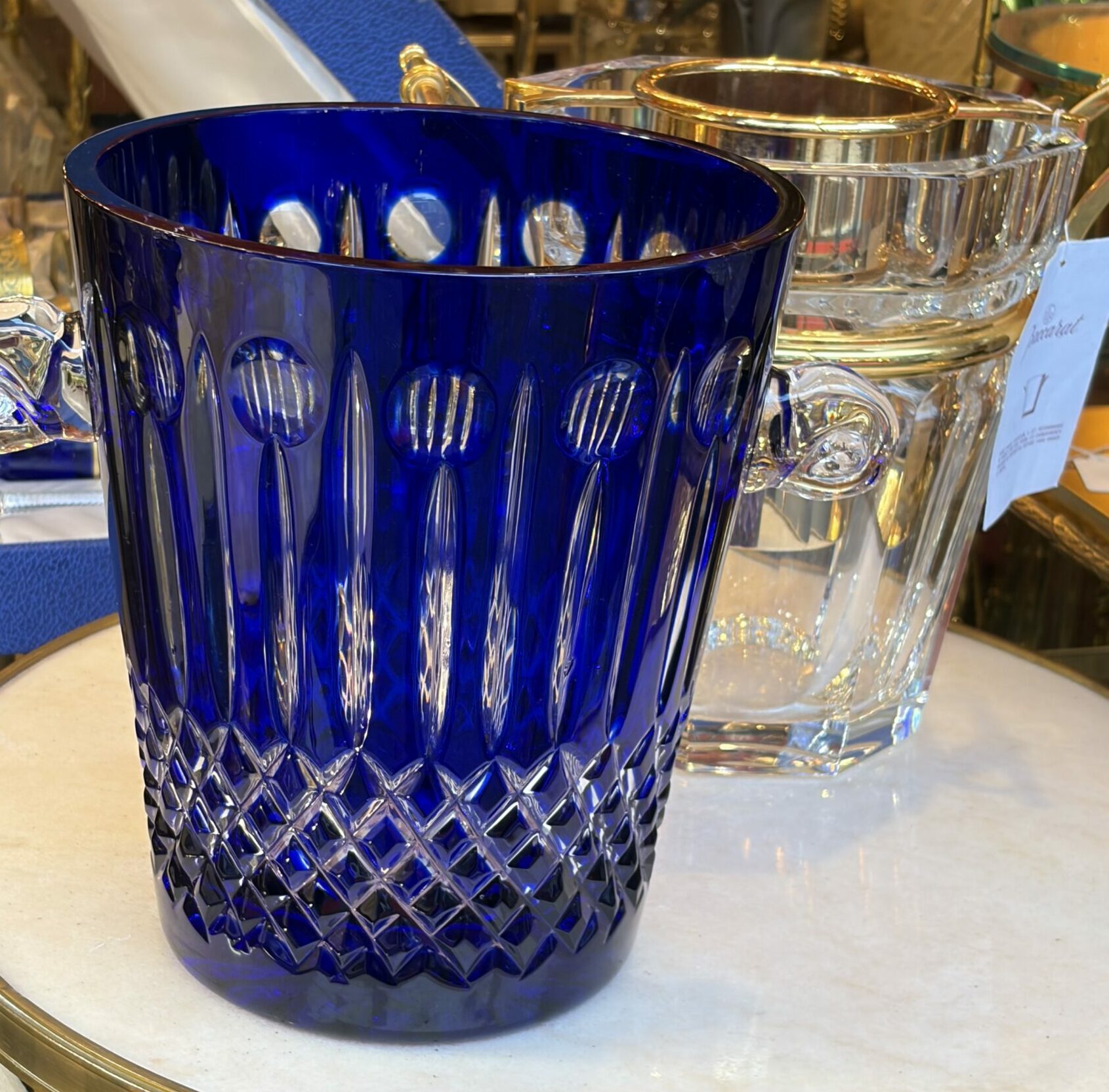 1950-70′ Seau a Champagne Cristal Style St Louis H 25,5 Ø 28,5 cm Signé