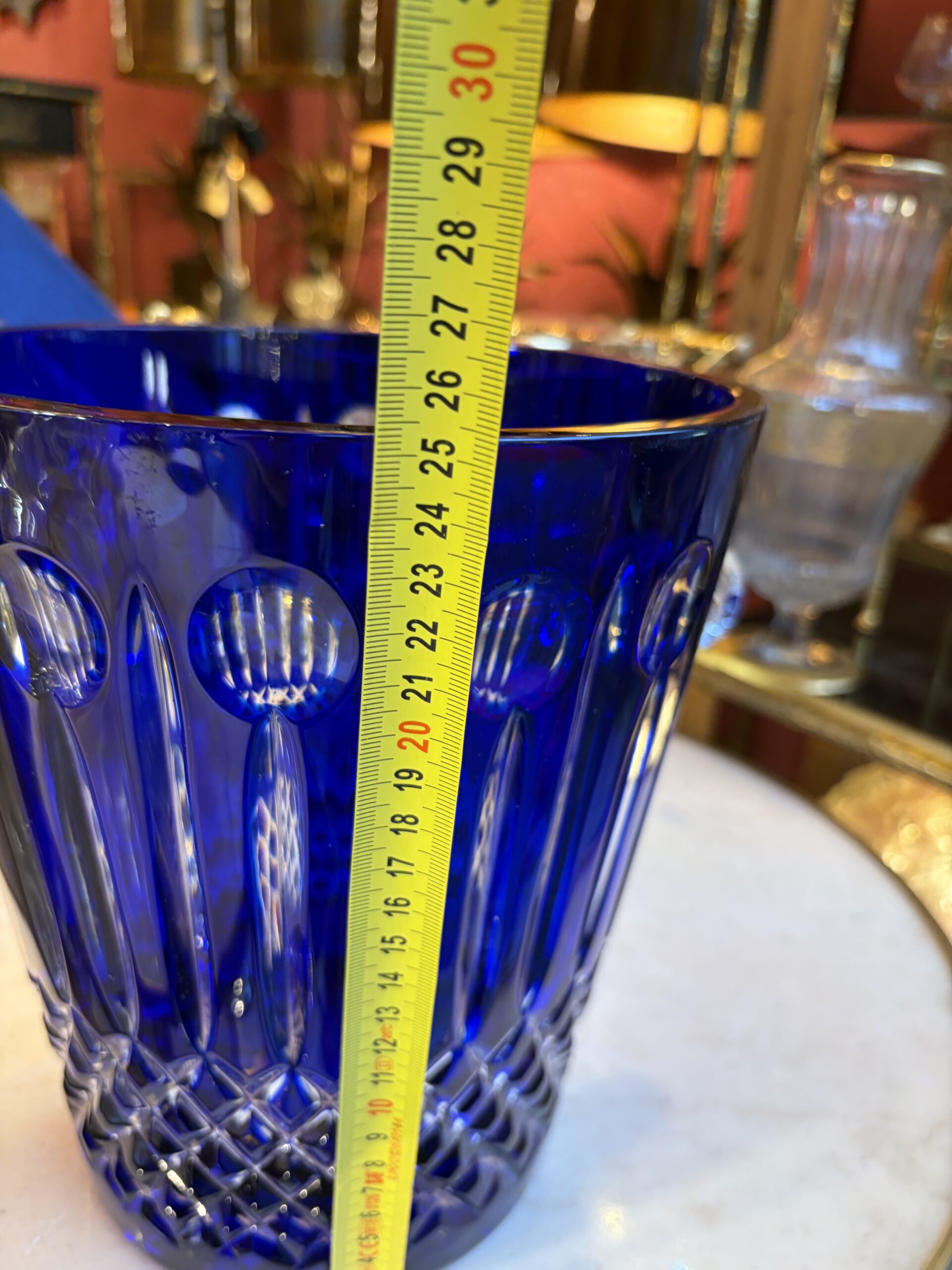 1950-70′ Seau a Champagne Cristal Style St Louis H 25,5 Ø 28,5 cm Signé – Image 4