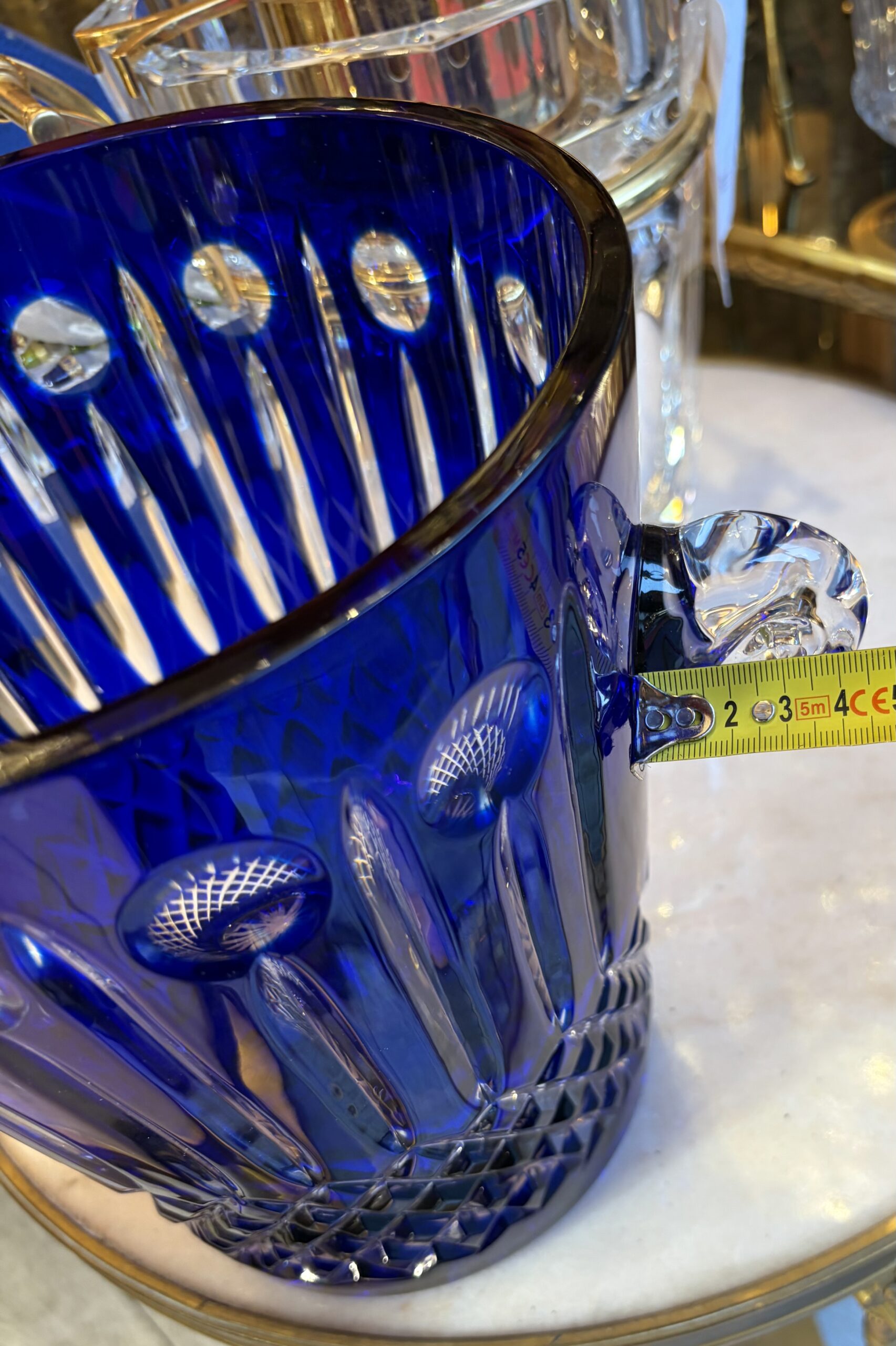 1950-70′ Seau a Champagne Cristal Style St Louis H 25,5 Ø 28,5 cm Signé – Image 2