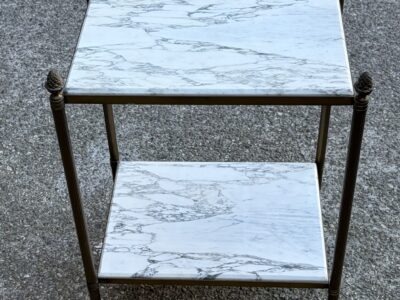 1970′Table D' Appoint ou Bout de Canapé avec Marbre Arabescato Maison Baguès 43 X 34 x H 59 cm