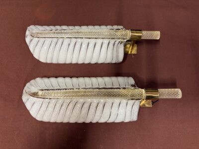 1950/70 Paire D’Appliques Style BAROVIER & TOSO Ou Véronèse Pour Arbus en Cristal de Murano 43 x 13 cm