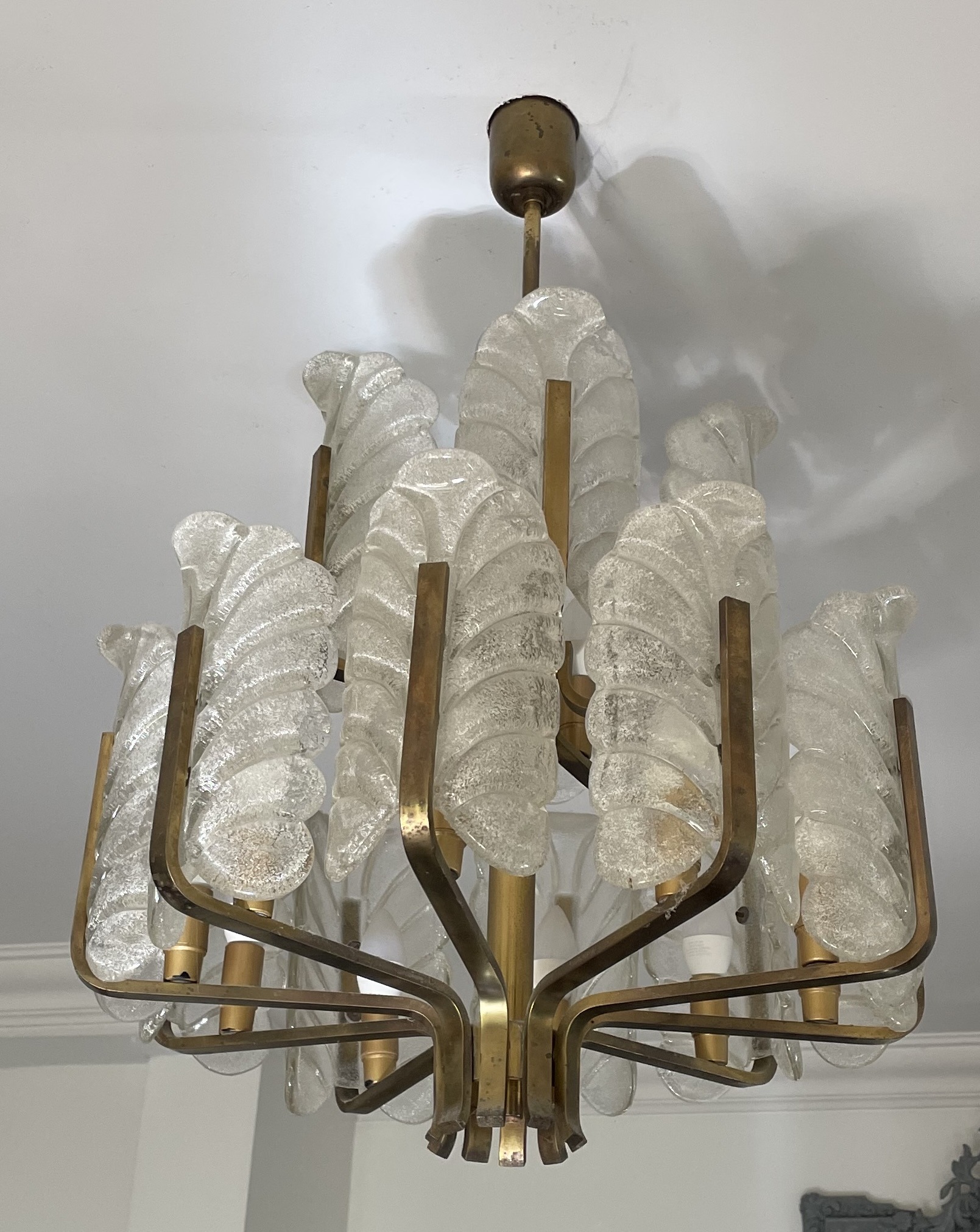 1970′ Lustre 15 Ampoules A 2 Niveaux,Carl Fagerlund Cristal Diamètre 55 x H 77 cm – Image 19