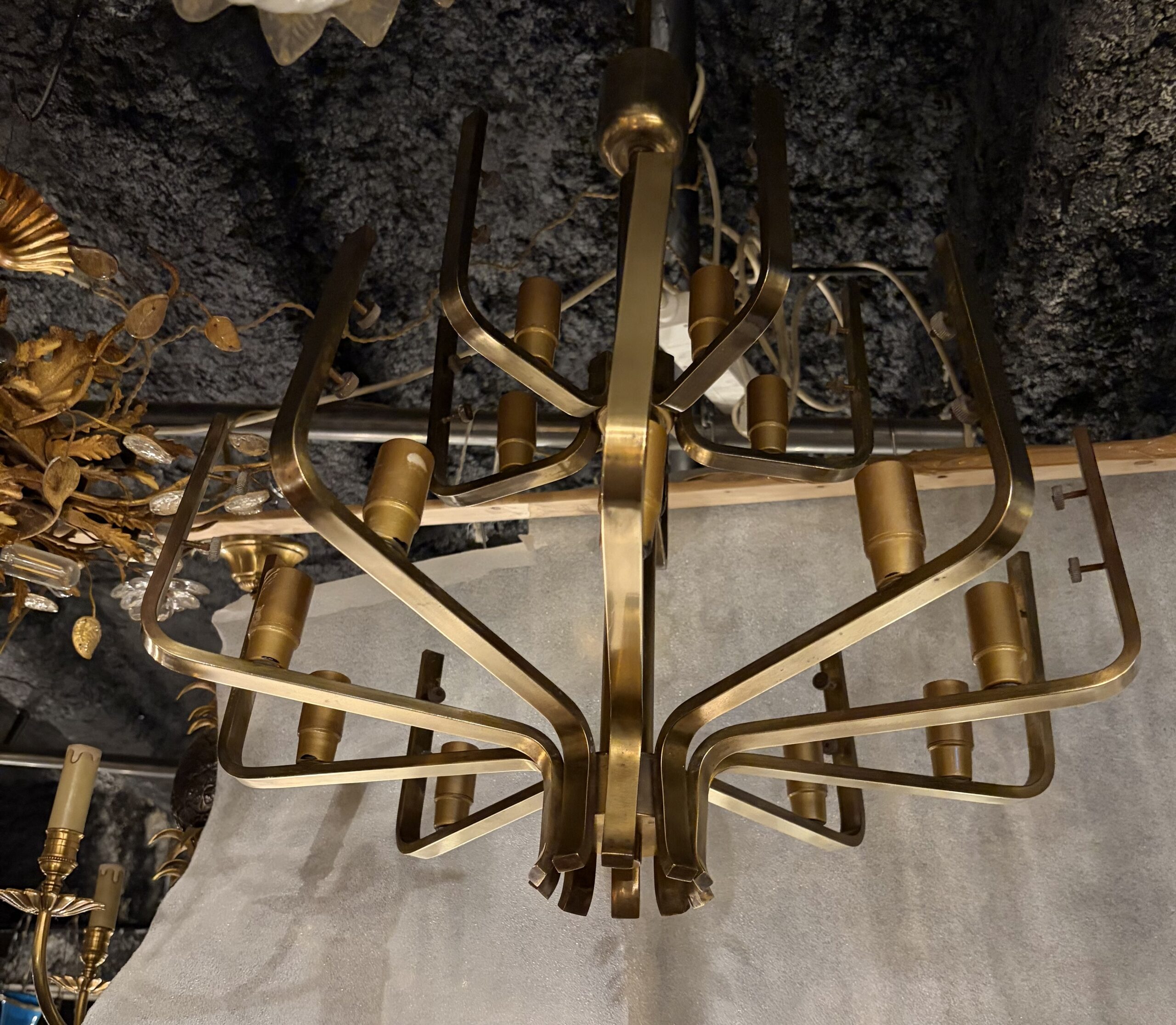 1970′ Lustre 15 Ampoules A 2 Niveaux,Carl Fagerlund Cristal Diamètre 55 x H 77 cm – Image 18