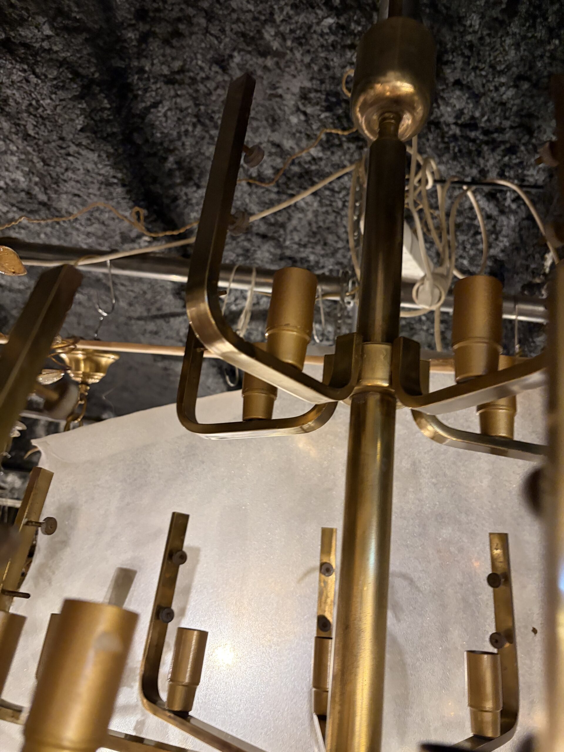 1970′ Lustre 15 Ampoules A 2 Niveaux,Carl Fagerlund Cristal Diamètre 55 x H 77 cm – Image 17