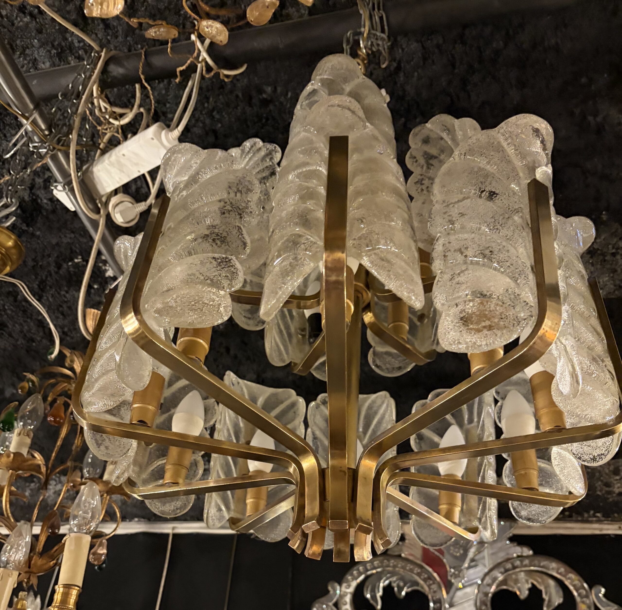 1970′ Lustre 15 Ampoules A 2 Niveaux,Carl Fagerlund Cristal Diamètre 55 x H 77 cm – Image 15