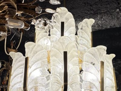 1970′ Lustre 15 Ampoules A 2 Niveaux,Carl Fagerlund Cristal Diamètre 55 x H 77 cm