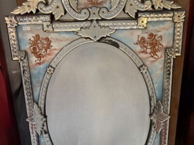 1900' Miroir  Venitien Napoléon 3 aux 4 Saisons sur Cartouches Fixés Sous Verre H 144 cm