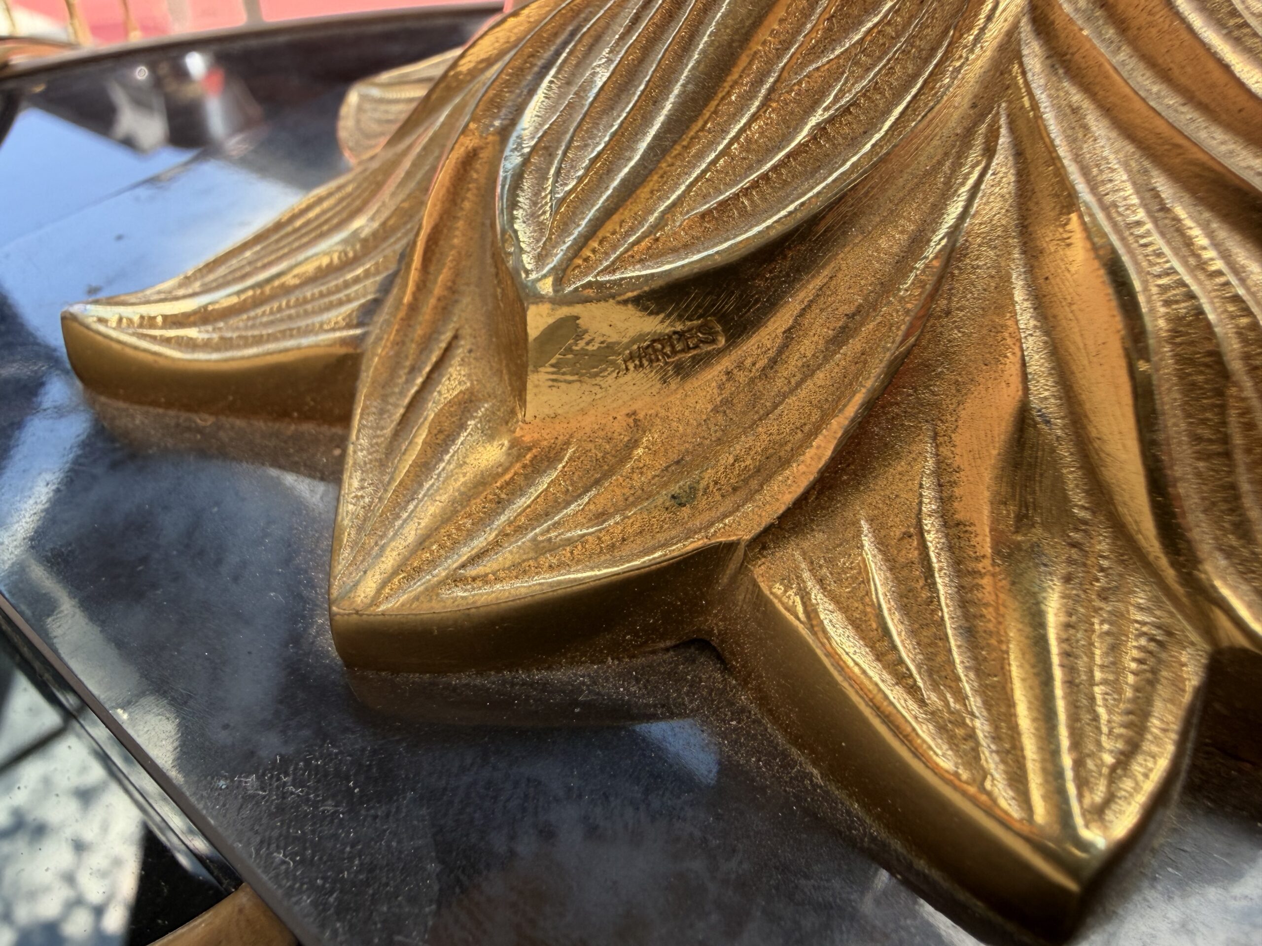 1965′ Maison Charles Lampe Palmier En Bronze Signée – Image 17