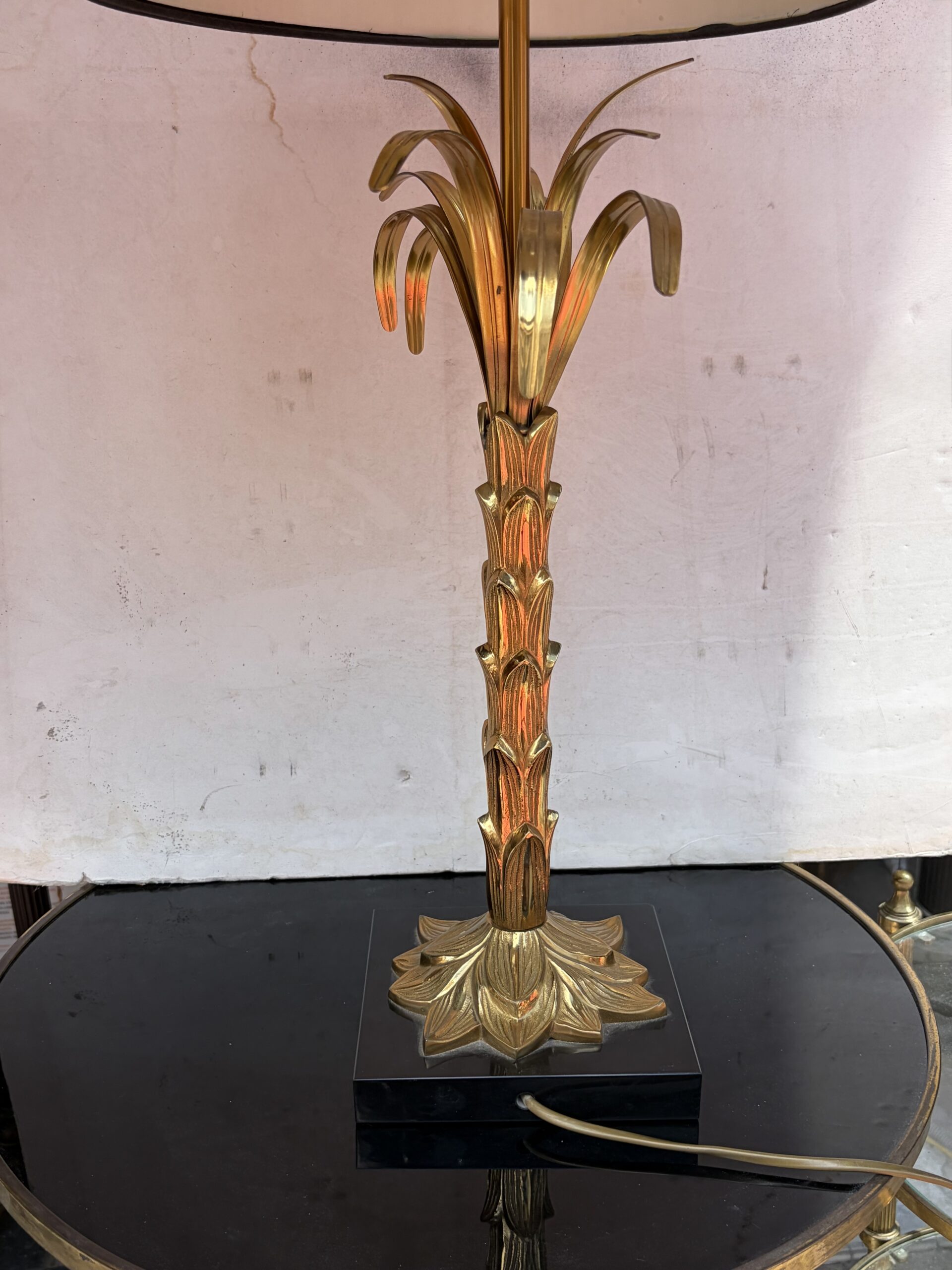 1965′ Maison Charles Lampe Palmier En Bronze Signée – Image 15