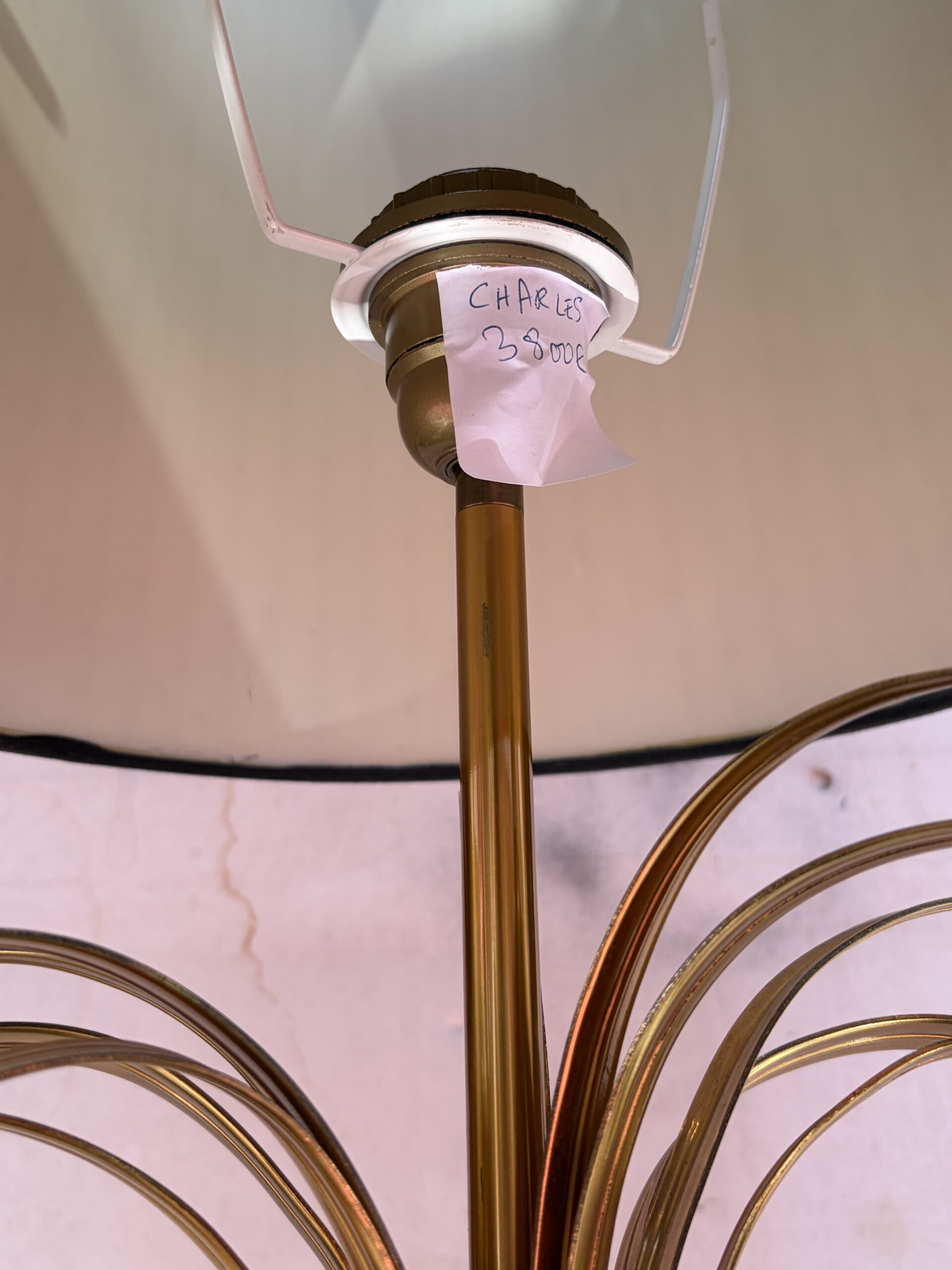 1965′ Maison Charles Lampe Palmier En Bronze Signée – Image 12