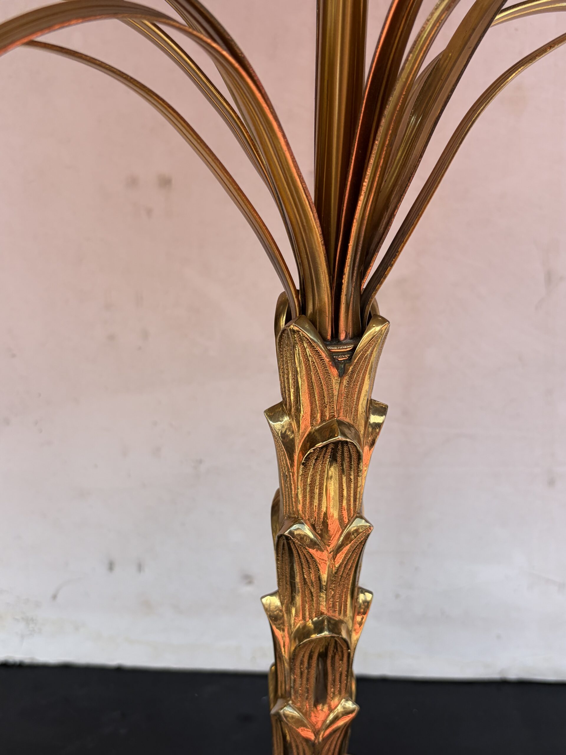1965′ Maison Charles Lampe Palmier En Bronze Signée – Image 9