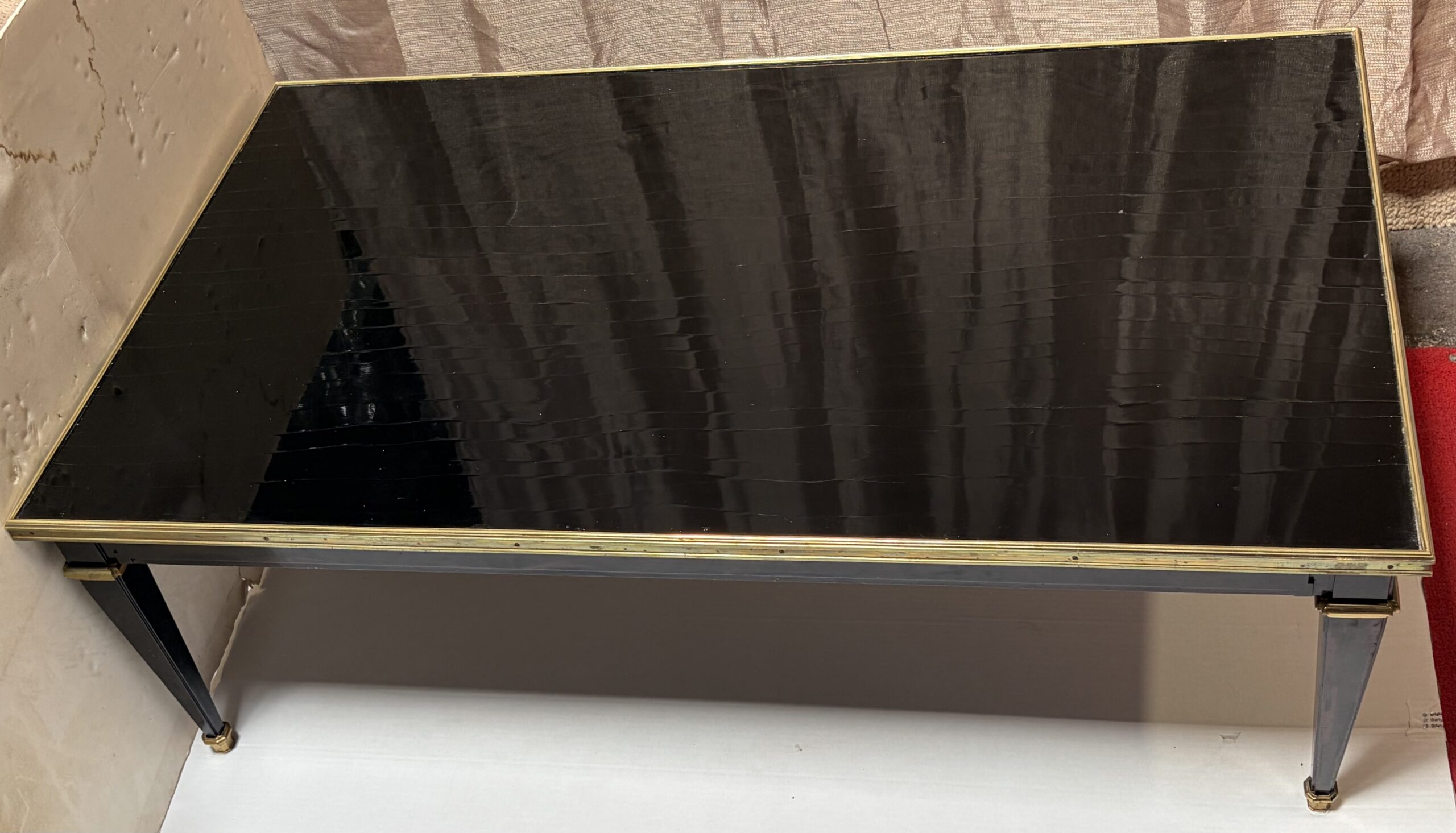 1950/70 Gerard MILLE Pour Maison Jansen Table Basse Bois Laqué Noir 121 x 71 cm – Image 4