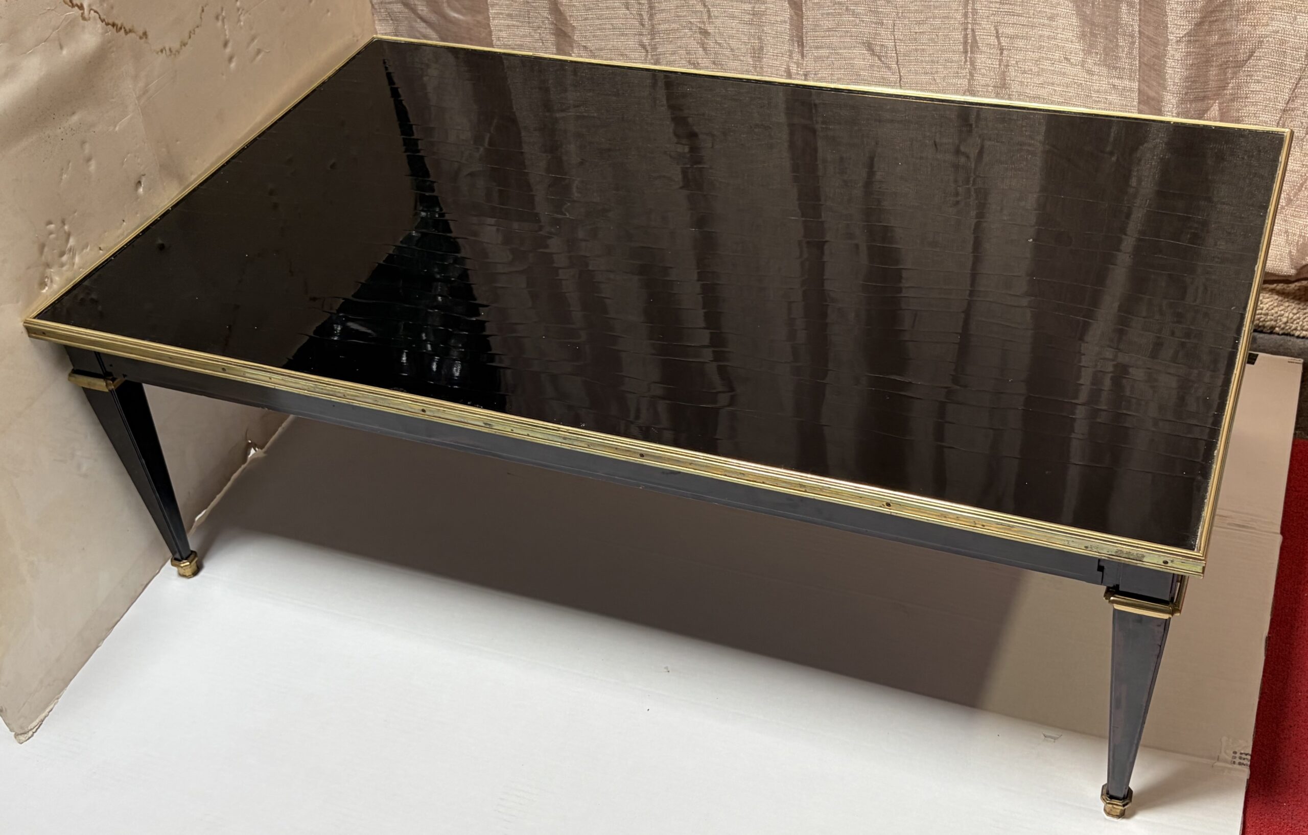 1950/70 Gerard MILLE Pour Maison Jansen Table Basse Bois Laqué Noir 121 x 71 cm