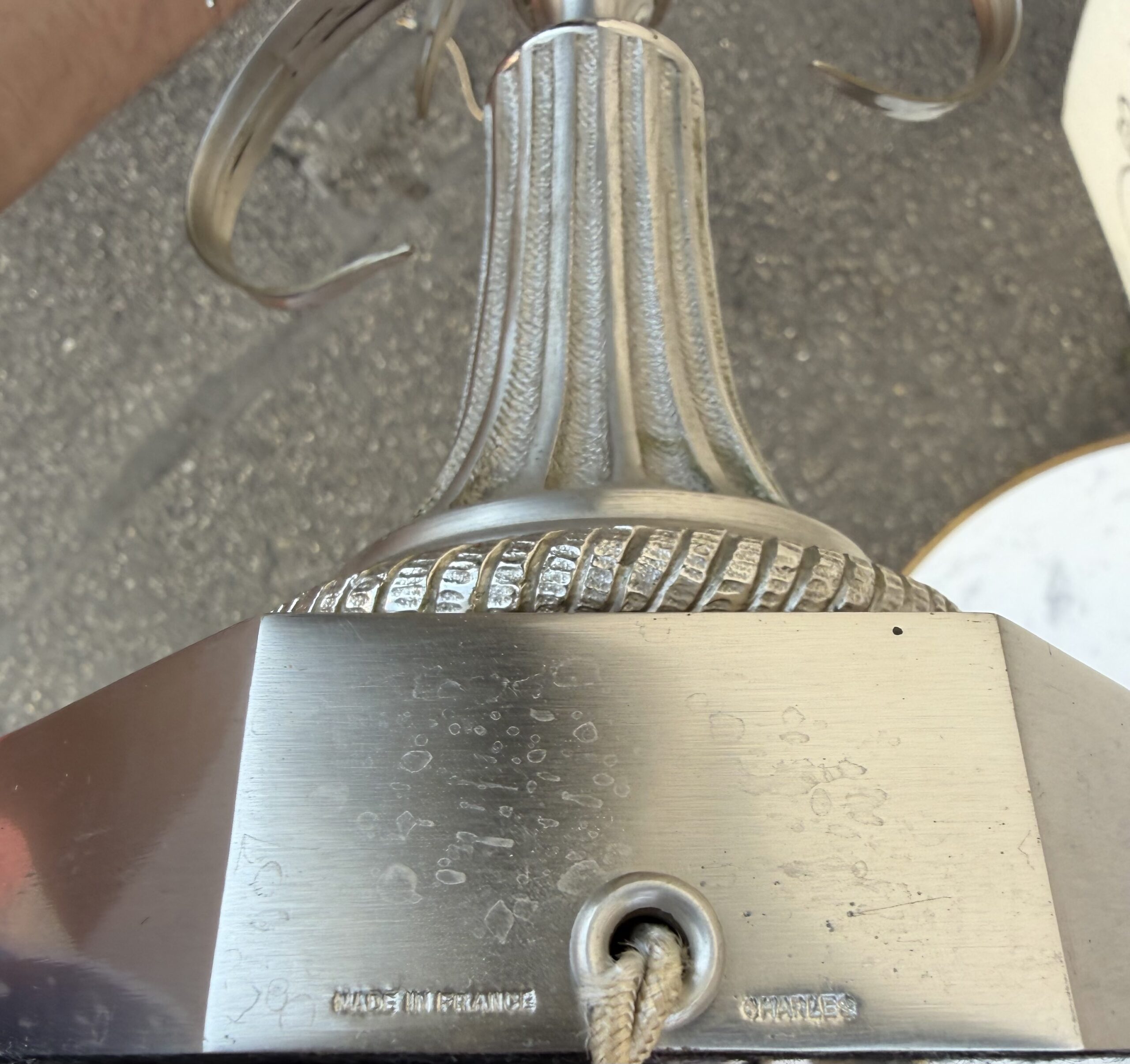 1950/70 Lampe en Bronze Argentée et Oeuf en Resine Fractable Signée Charles – Image 15