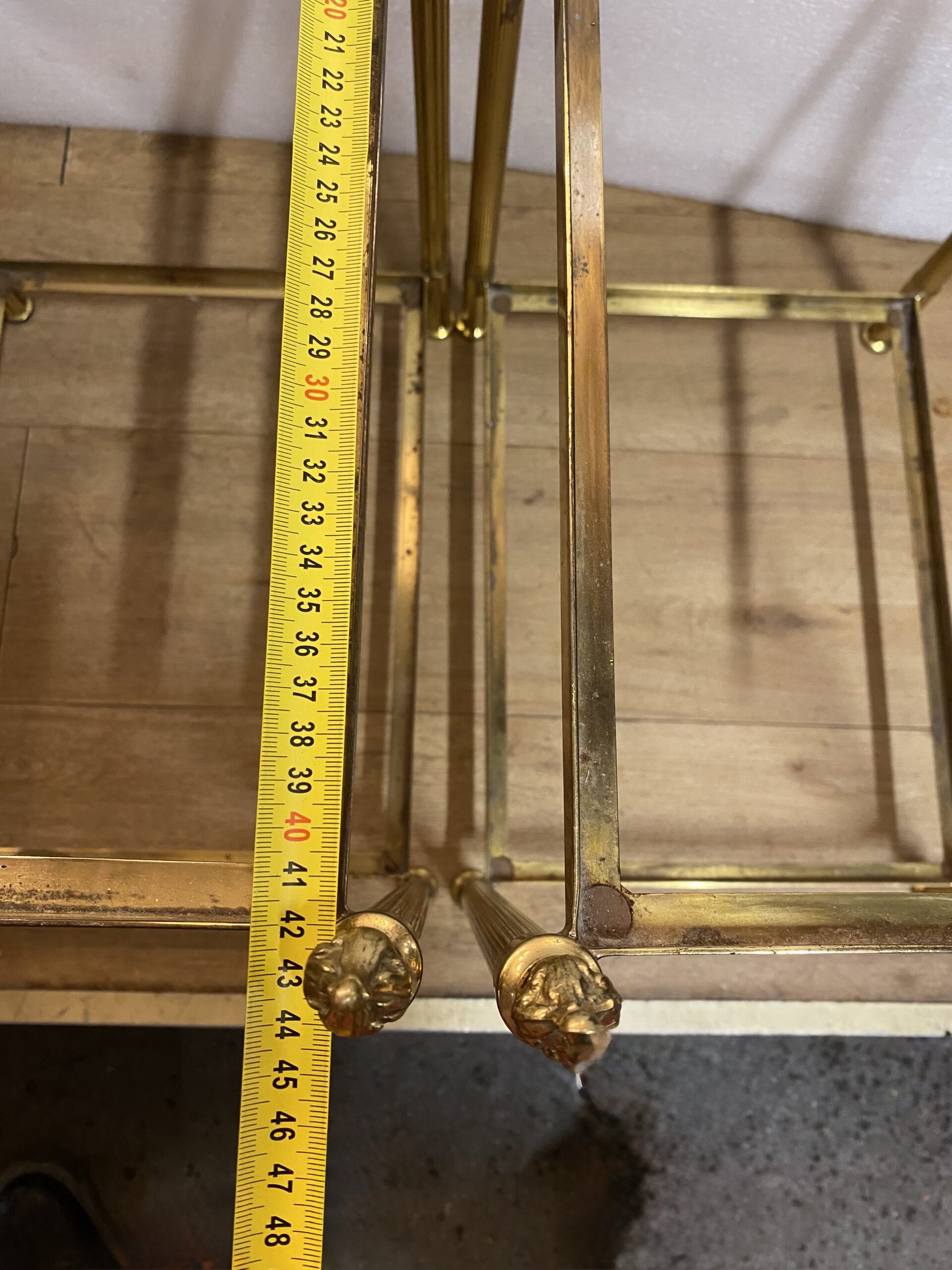 1970s Pair of Two-Tiered Bronze End Tables by Maison Baguès with Smoked Glass Tops, 44 x 34 x H 50 cm - Image 9