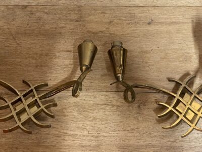 1940' Paire d’appliques Art Deco En Bronze Doré Attribué a Jules Leleu