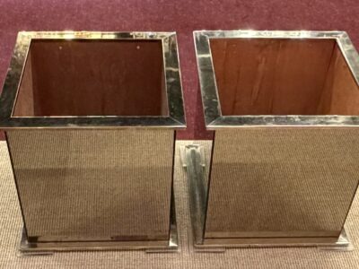 1970s Pair of Guy Lefevre Planters for Maison Jansen 46 x 46 x H 44 cm