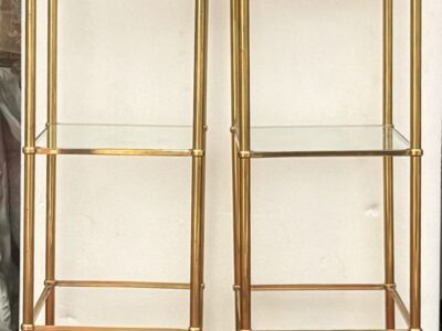1970s Pair of 5-Tier Bronze Shelves by Maison Baguès, Glass Tops, 36.5 x 54 x 163 cm