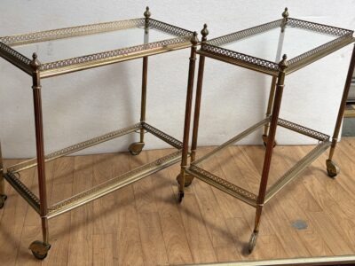 1970′ Paire De Bars Roulants en Bronze Avec Galeries Style Maison Baguès Décor Napoléon 3