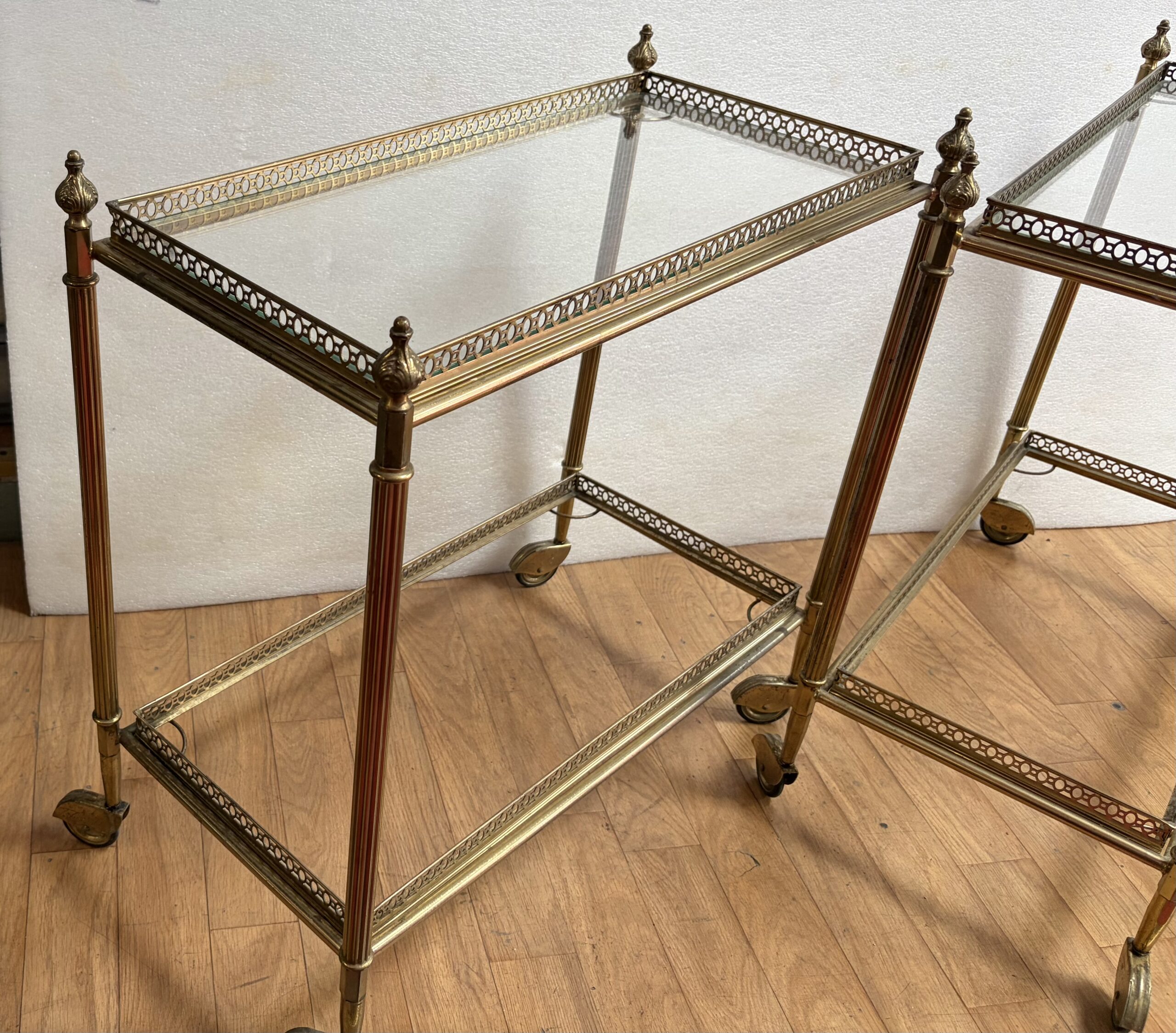 1970′ Paire De Bars Roulants en Bronze Avec Galeries Style Maison Baguès Décor Napoléon 3 – Image 17