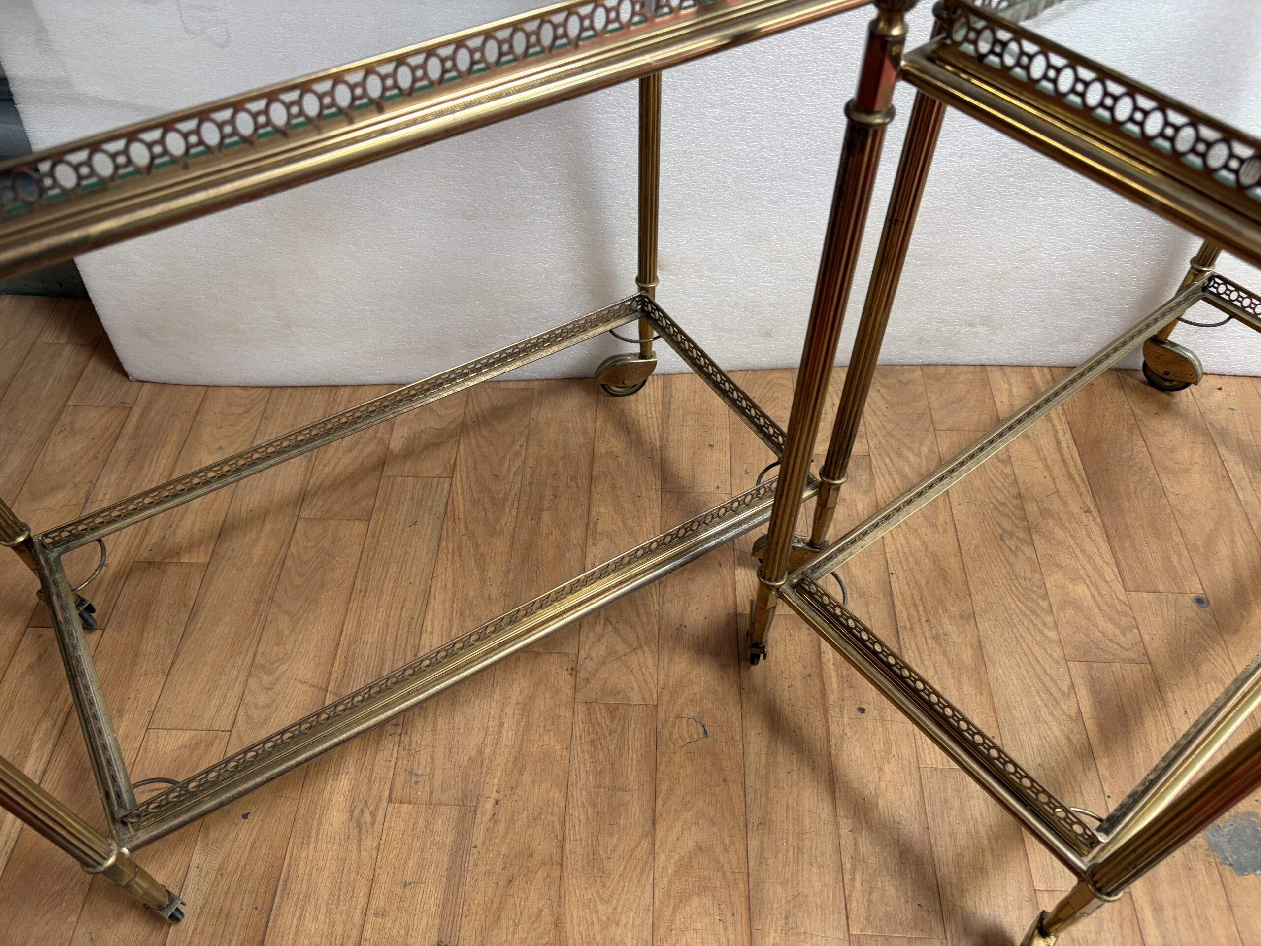 1970′ Paire De Bars Roulants en Bronze Avec Galeries Style Maison Baguès Décor Napoléon 3 – Image 15