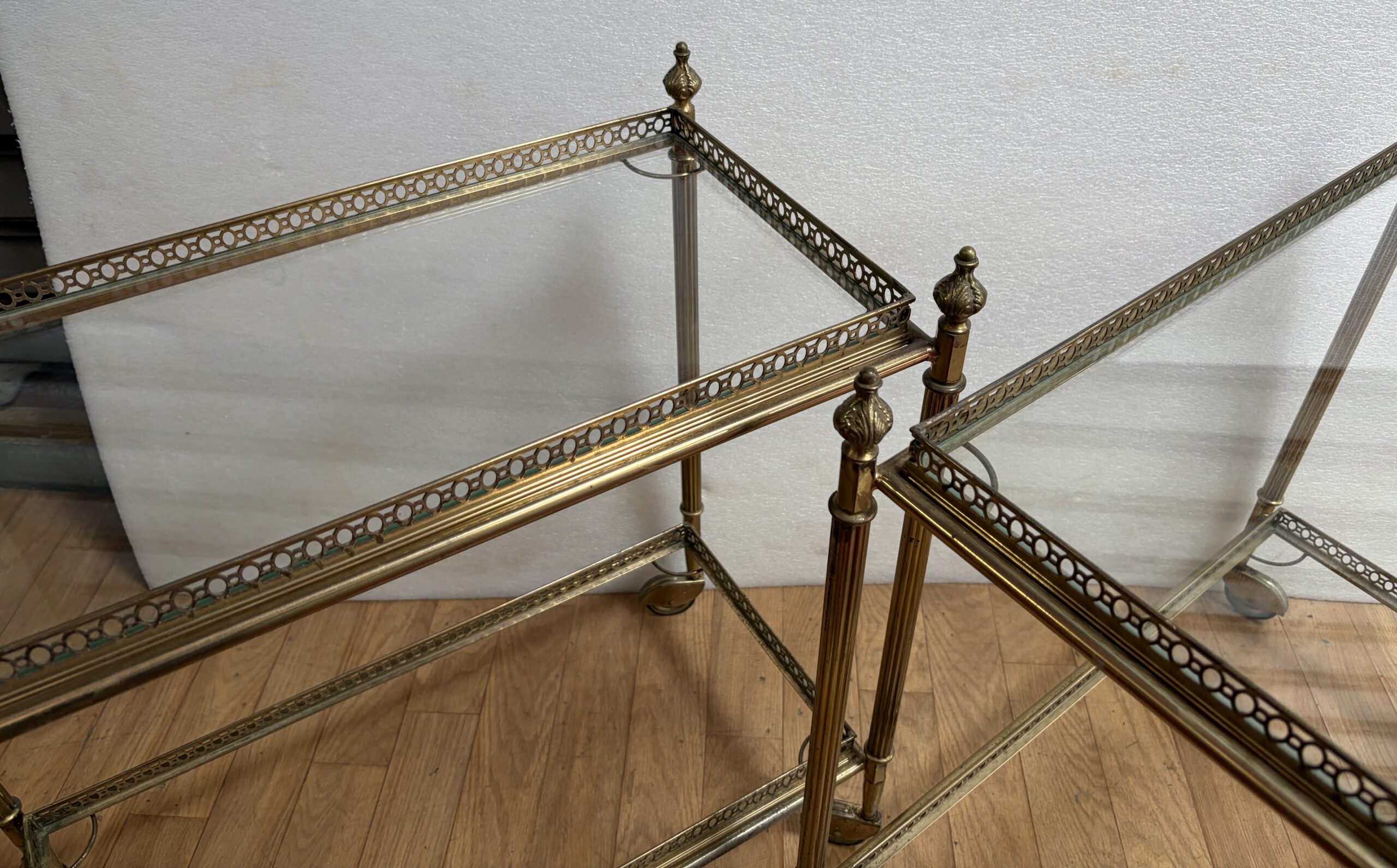 1970′ Paire De Bars Roulants en Bronze Avec Galeries Style Maison Baguès Décor Napoléon 3 – Image 14