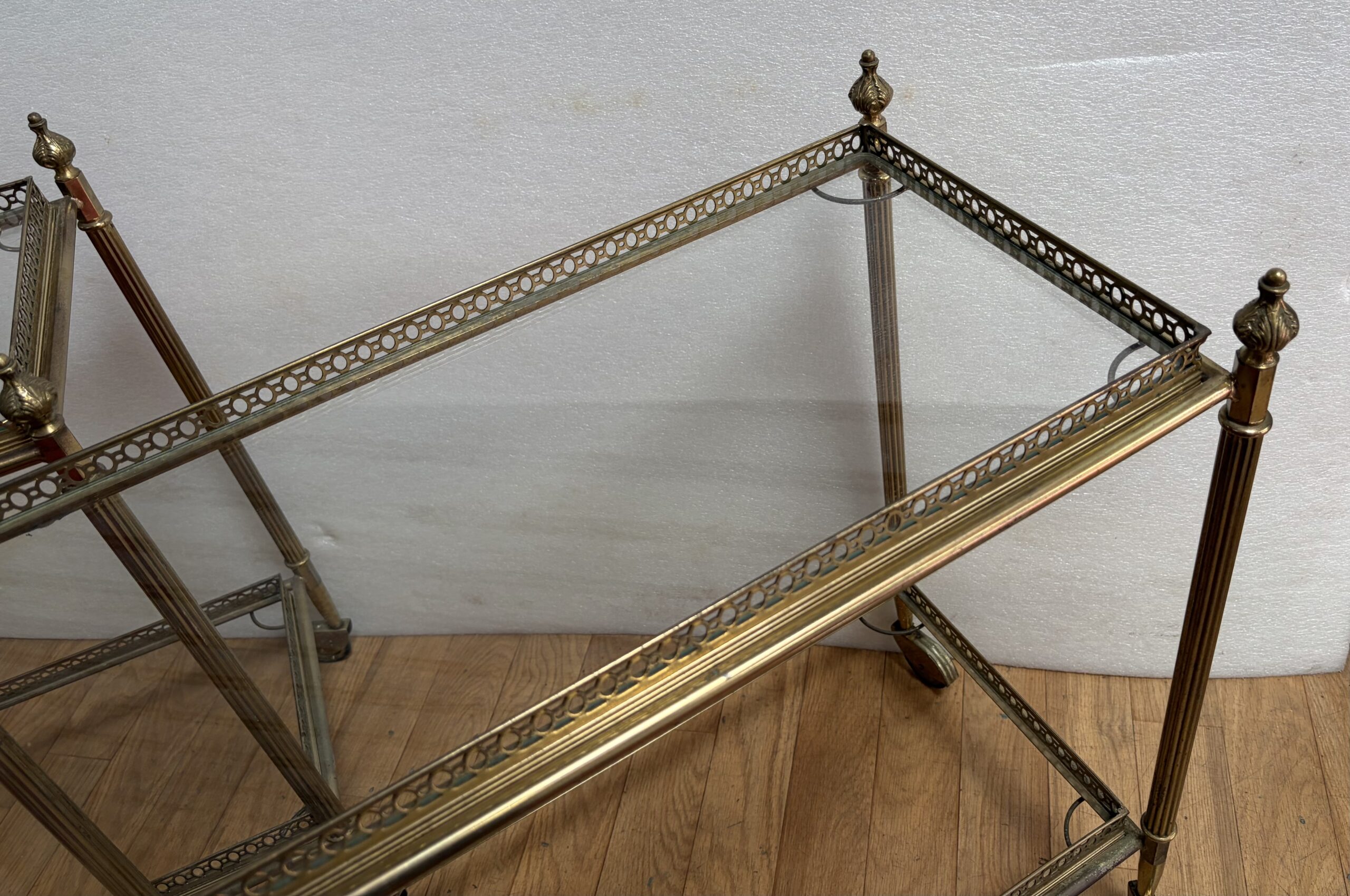 1970′ Paire De Bars Roulants en Bronze Avec Galeries Style Maison Baguès Décor Napoléon 3 – Image 13