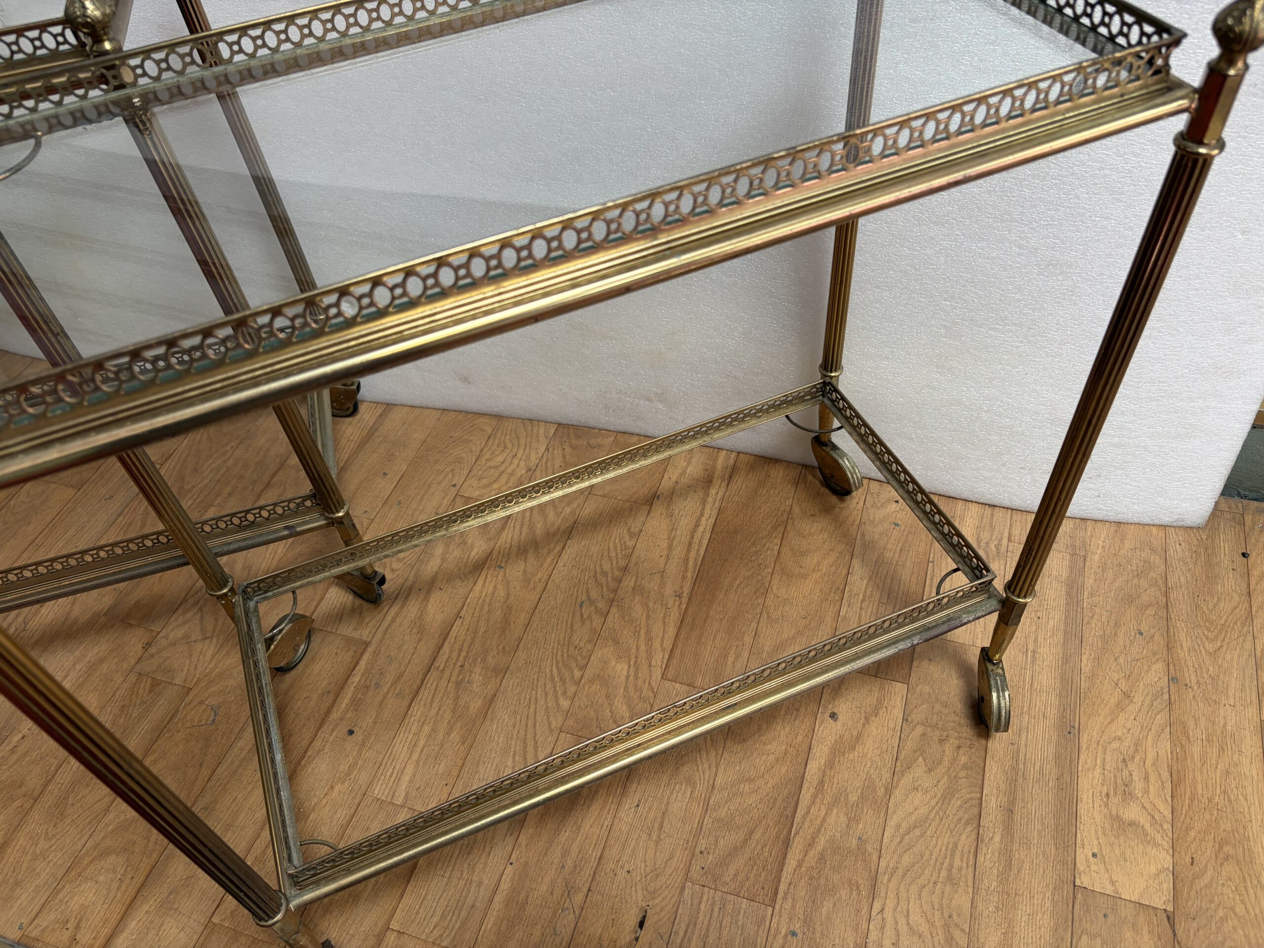 1970′ Paire De Bars Roulants en Bronze Avec Galeries Style Maison Baguès Décor Napoléon 3 – Image 12