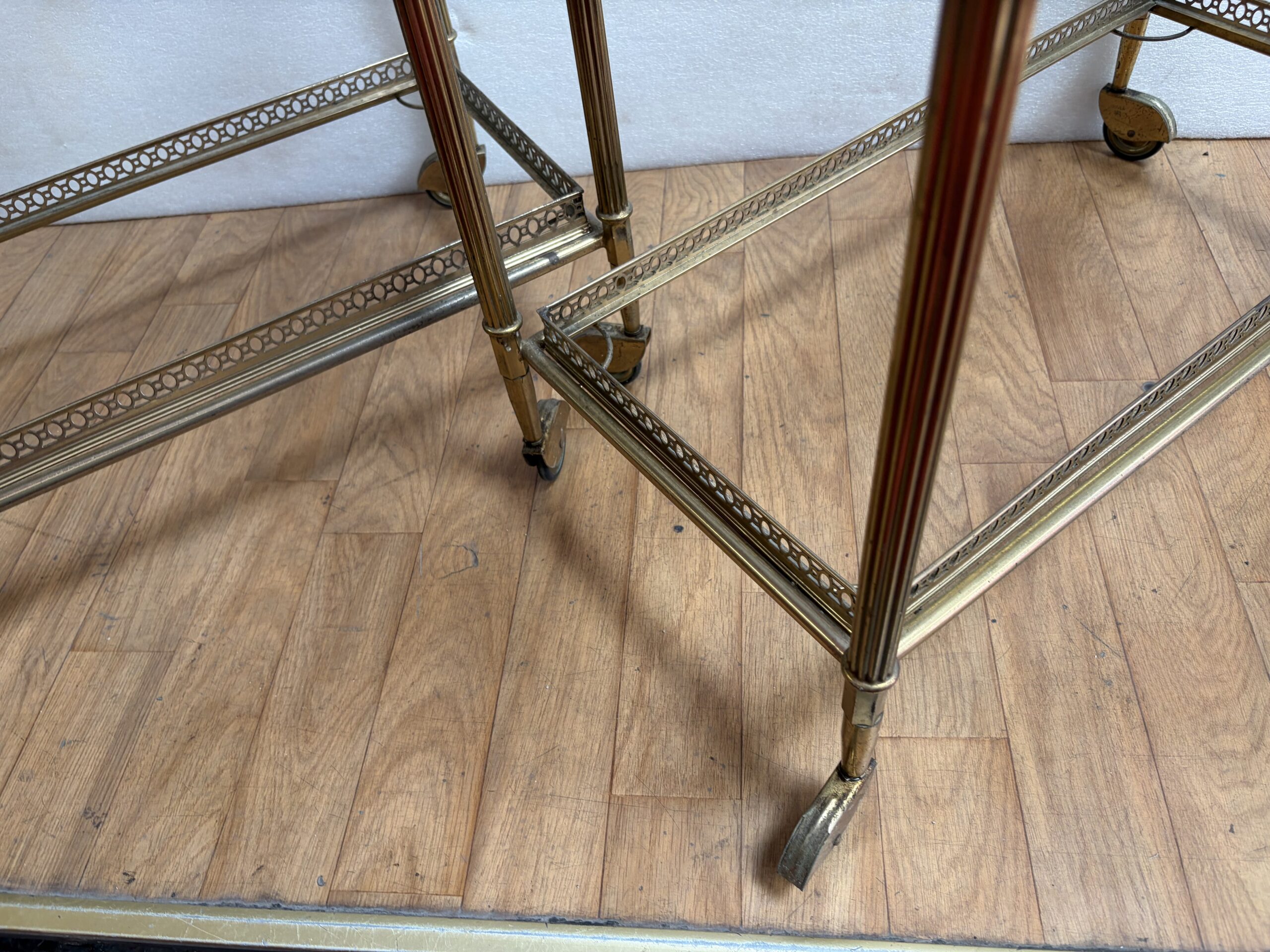 1970′ Paire De Bars Roulants en Bronze Avec Galeries Style Maison Baguès Décor Napoléon 3 – Image 11