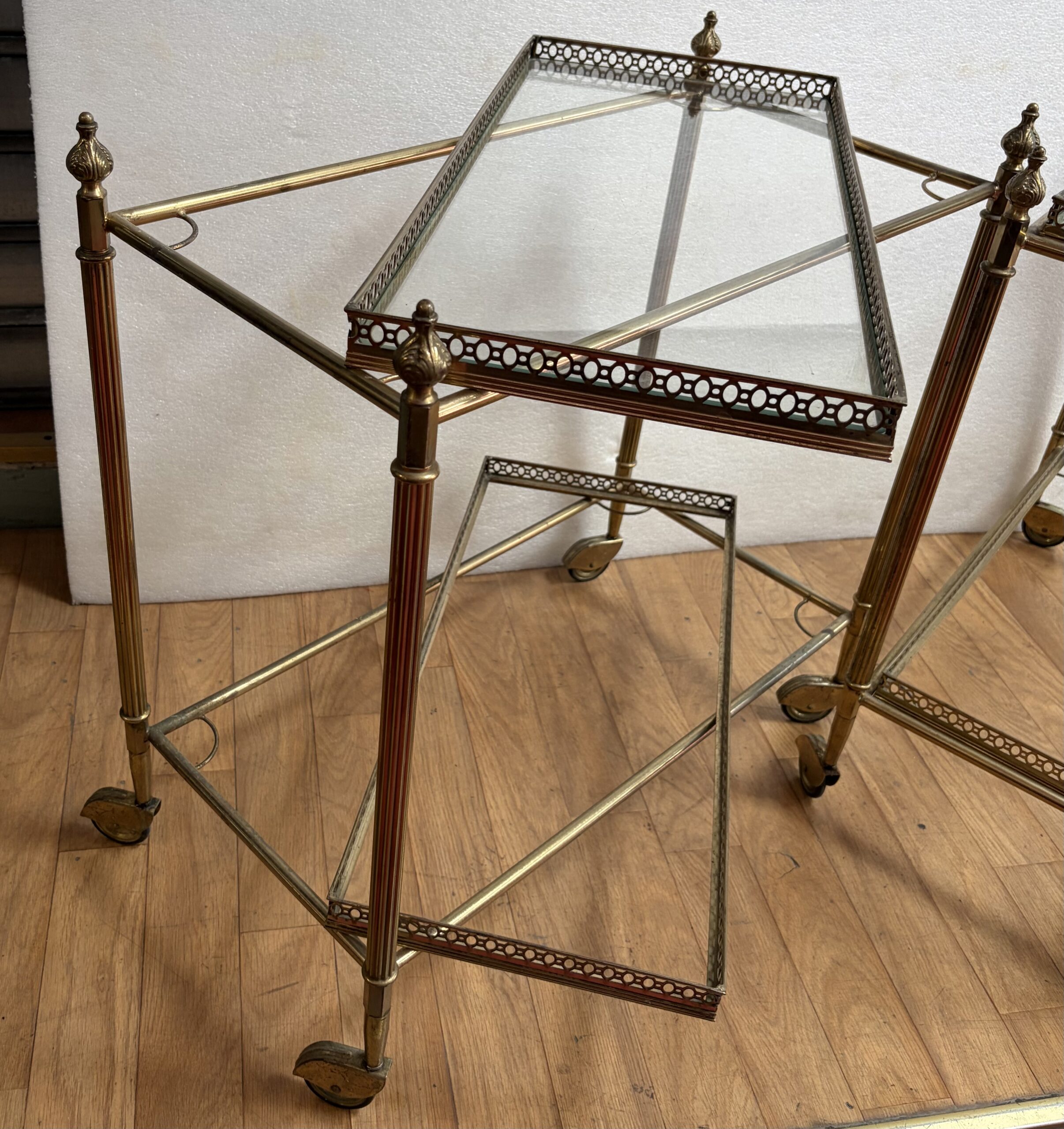 1970′ Paire De Bars Roulants en Bronze Avec Galeries Style Maison Baguès Décor Napoléon 3 – Image 7