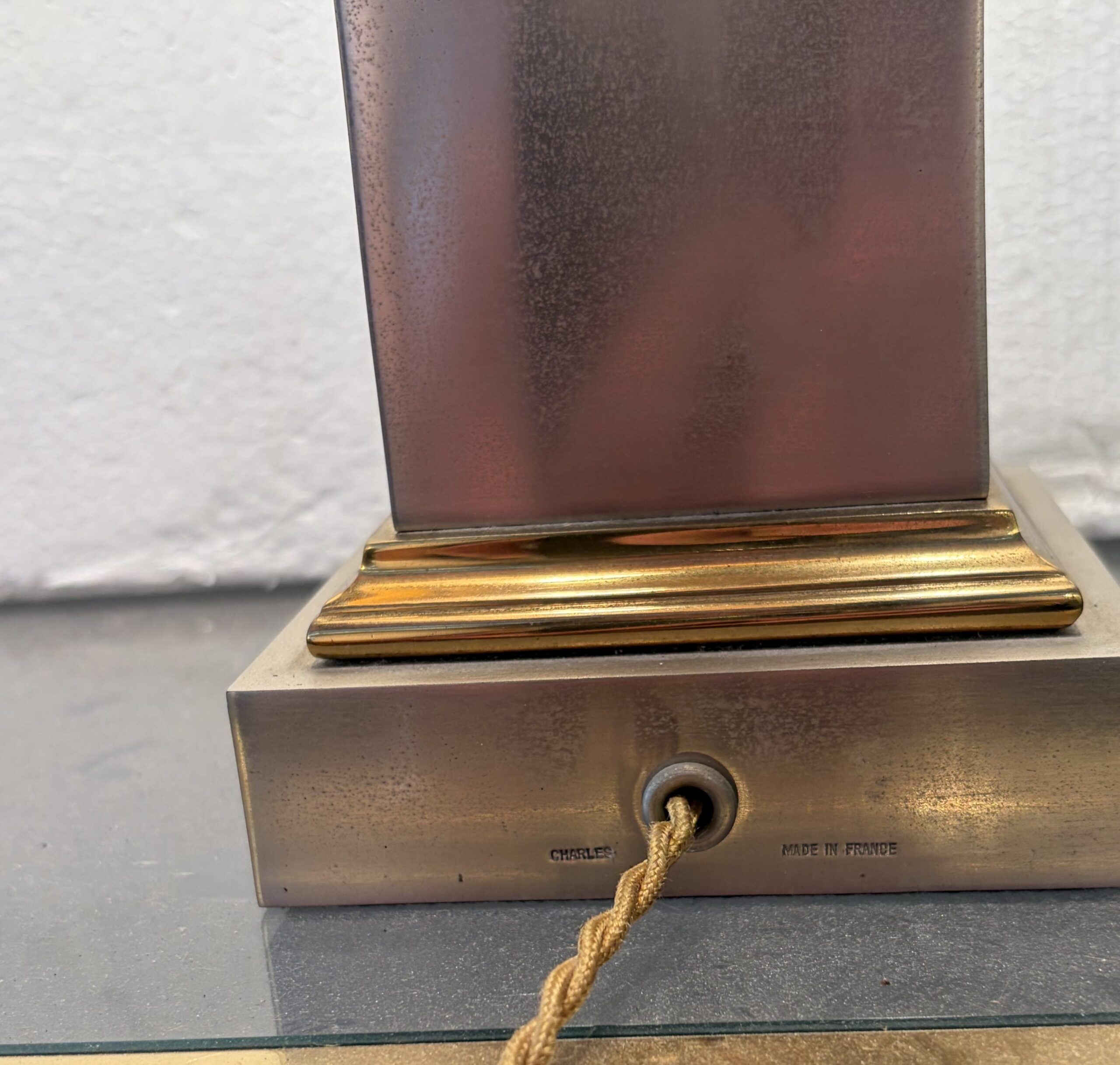 1950s–1970s Pair of Reed-Shaped Lamps in Brass and Gilded and Silver-Plated Bronze, Signed Charles - Image 23