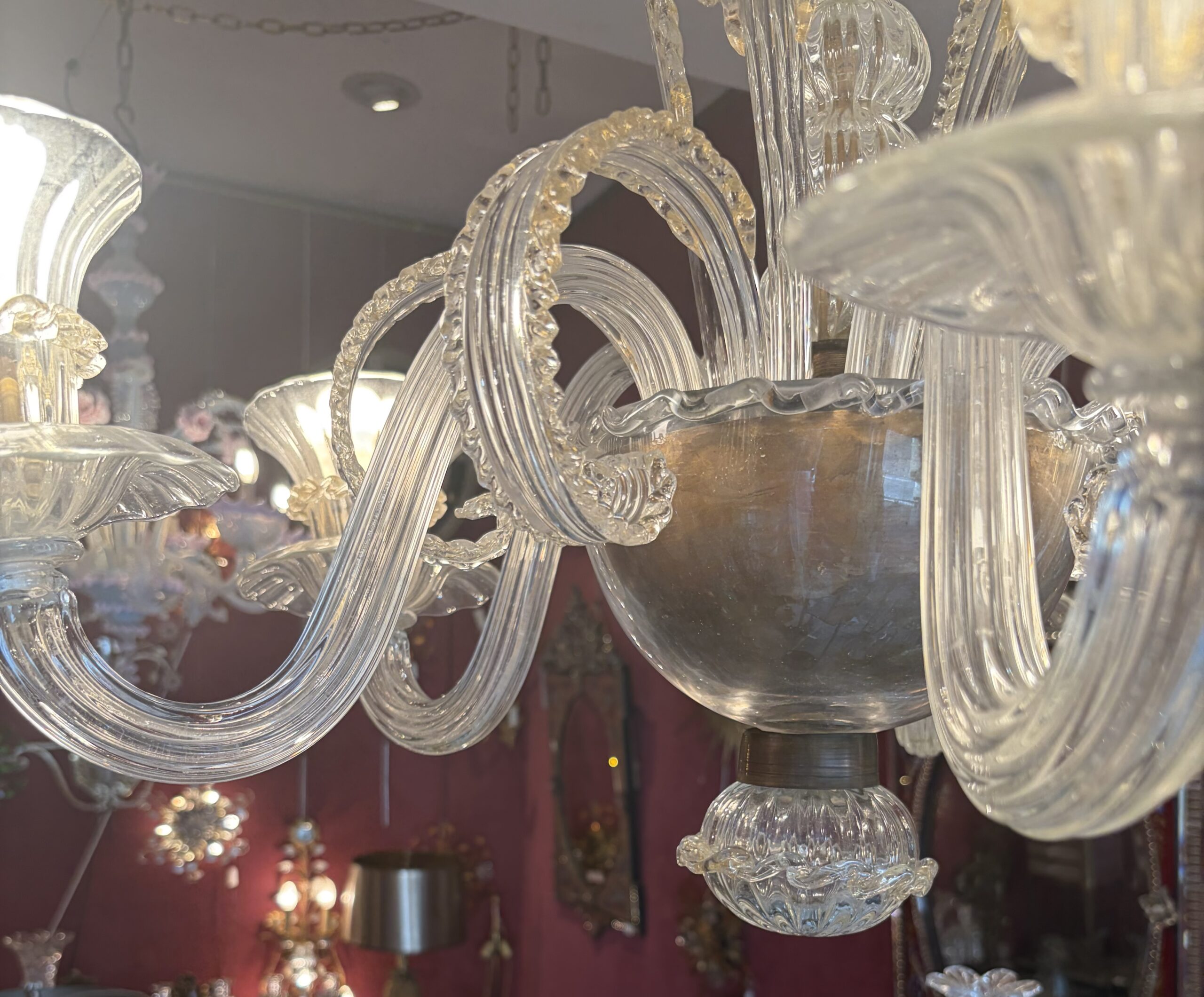1950s–1970s Barovier & Toso “Jet d’Eau” 5-Arm Chandelier from Murano, H 92, Ø 70 cm - Image 21