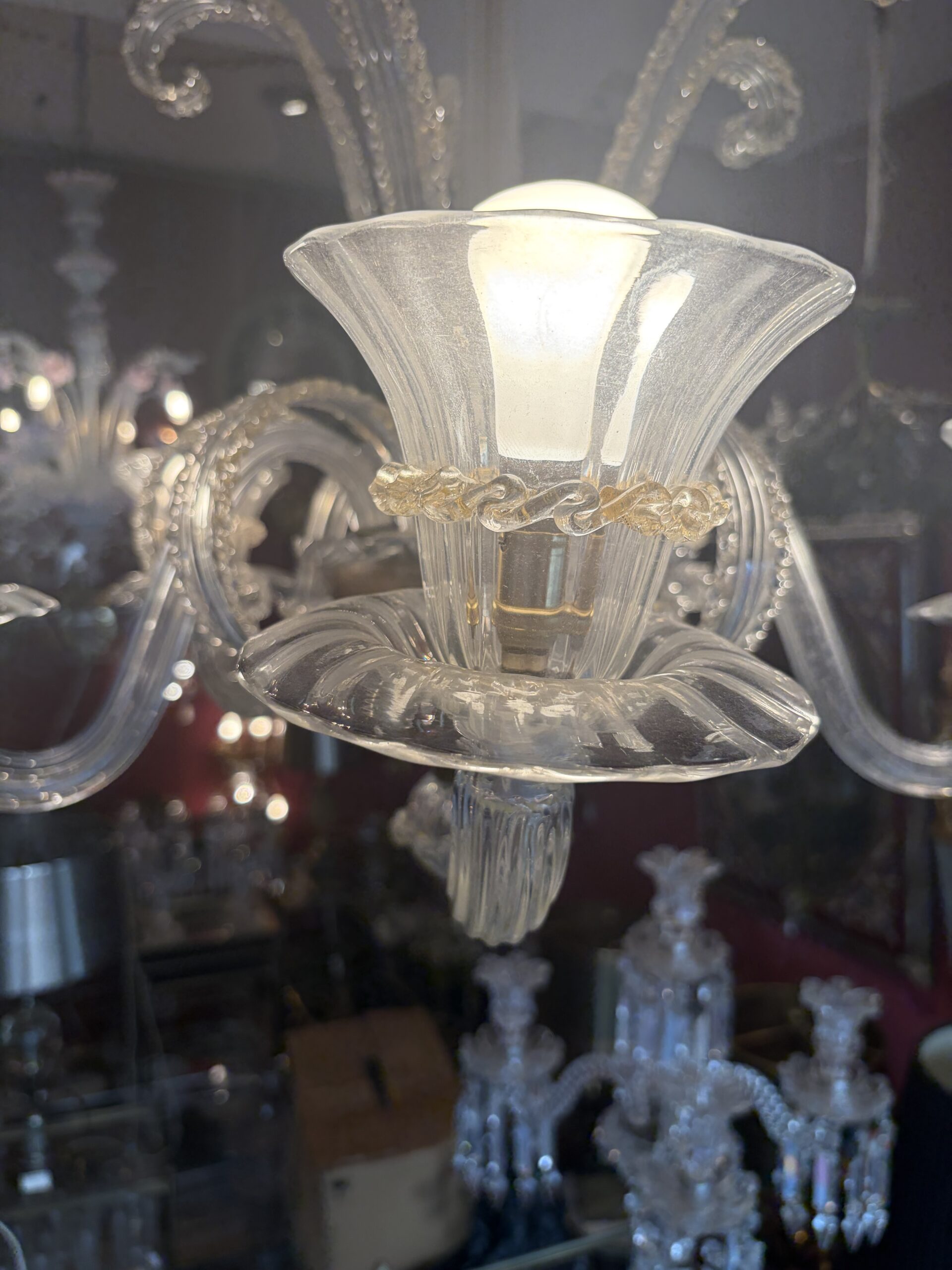 1950s–1970s Barovier & Toso “Jet d’Eau” 5-Arm Chandelier from Murano, H 92, Ø 70 cm - Image 20