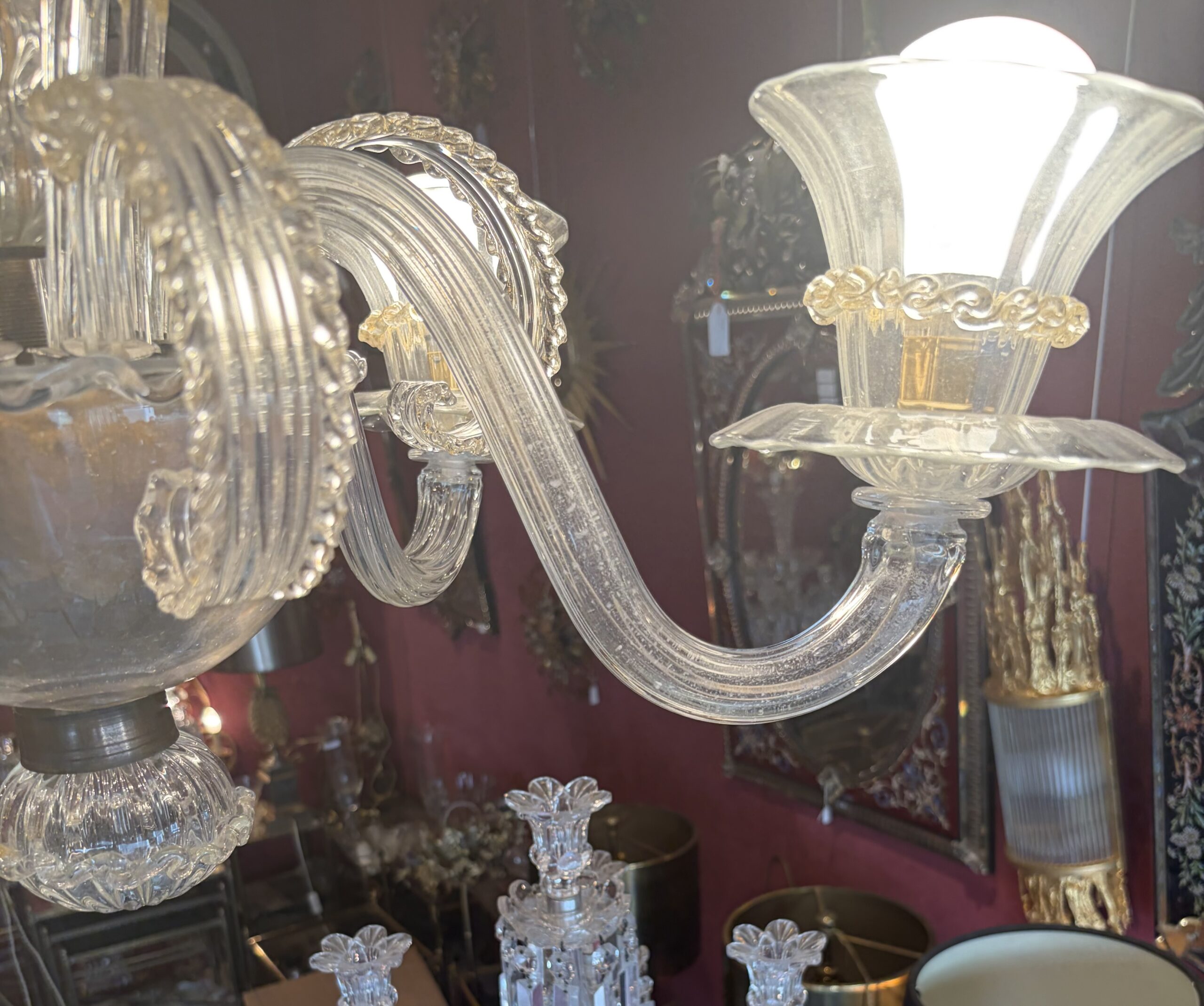 1950s–1970s Barovier & Toso “Jet d’Eau” 5-Arm Chandelier from Murano, H 92, Ø 70 cm - Image 19