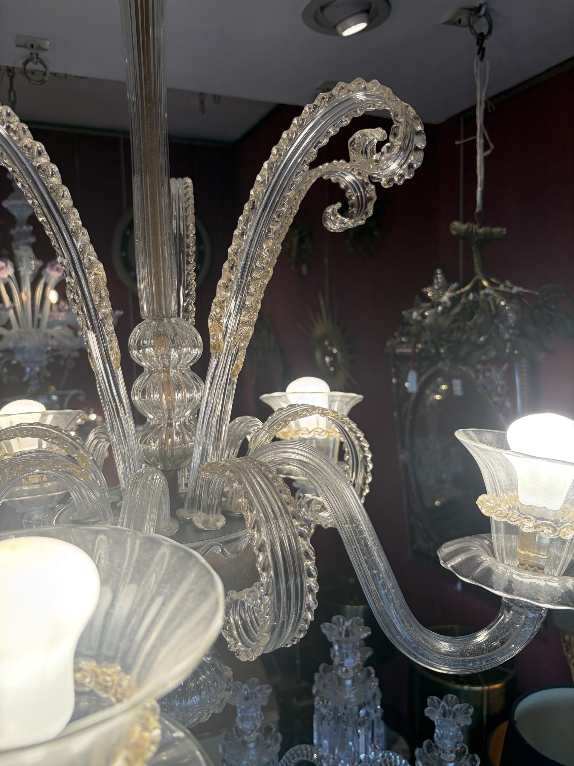1950s–1970s Barovier & Toso “Jet d’Eau” 5-Arm Chandelier from Murano, H 92, Ø 70 cm - Image 18