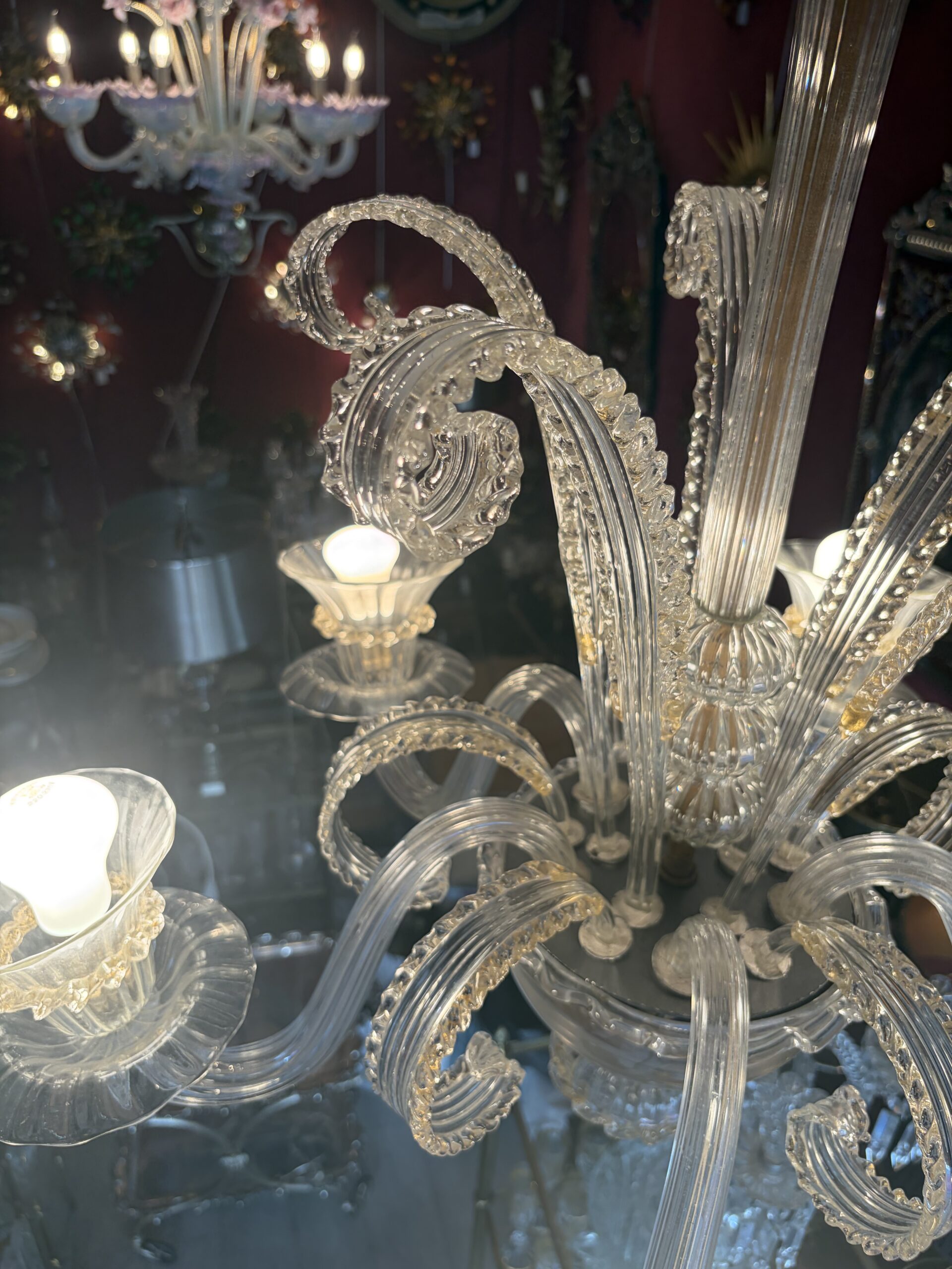1950s–1970s Barovier & Toso “Jet d’Eau” 5-Arm Chandelier from Murano, H 92, Ø 70 cm - Image 15
